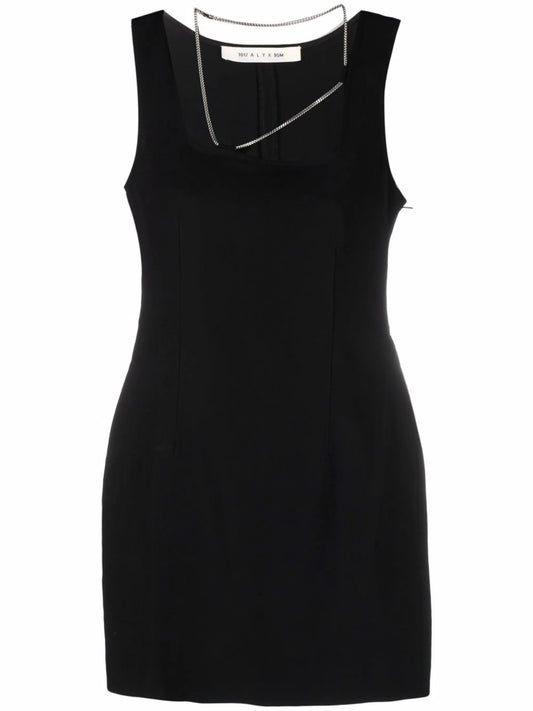 chain-trimmed mini dress