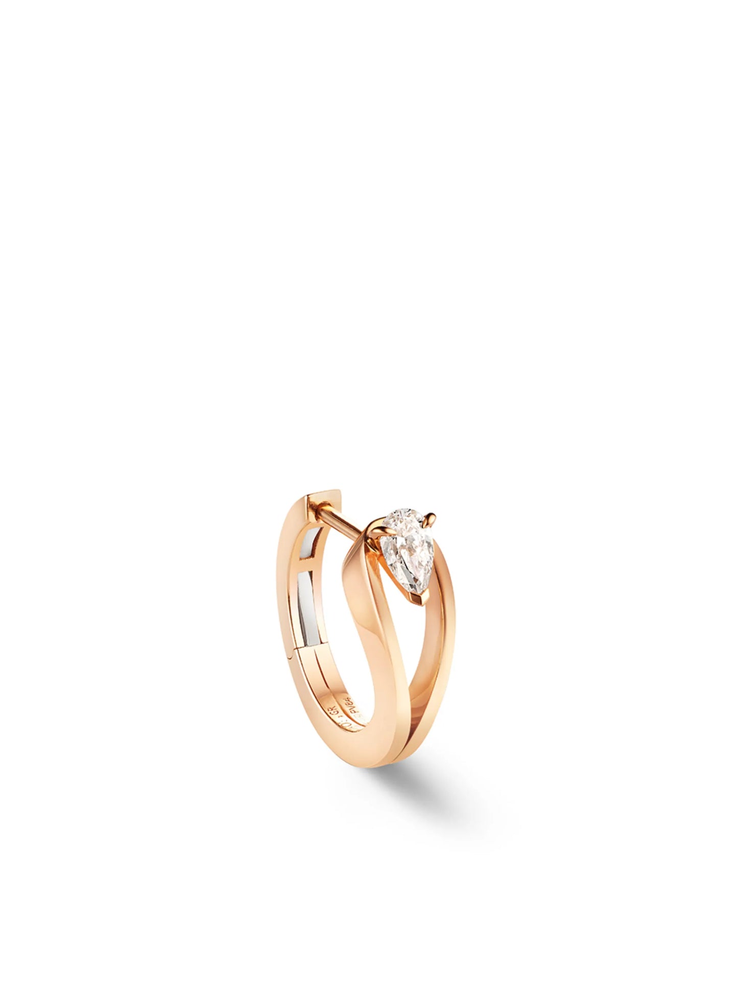 18kt rose gold Serti Inversé small diamond hoop earring