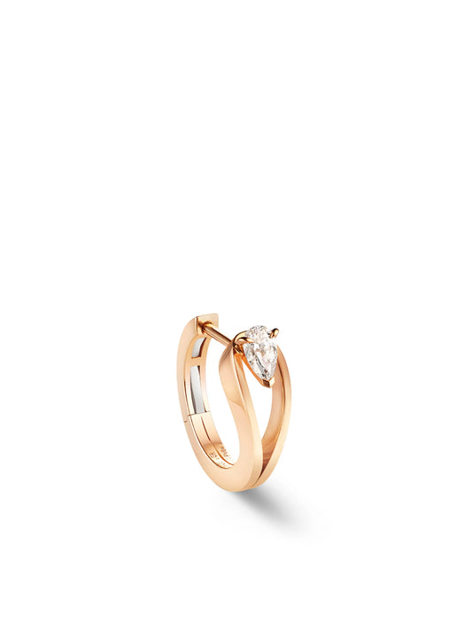 18kt rose gold Serti Inversé small diamond hoop earring