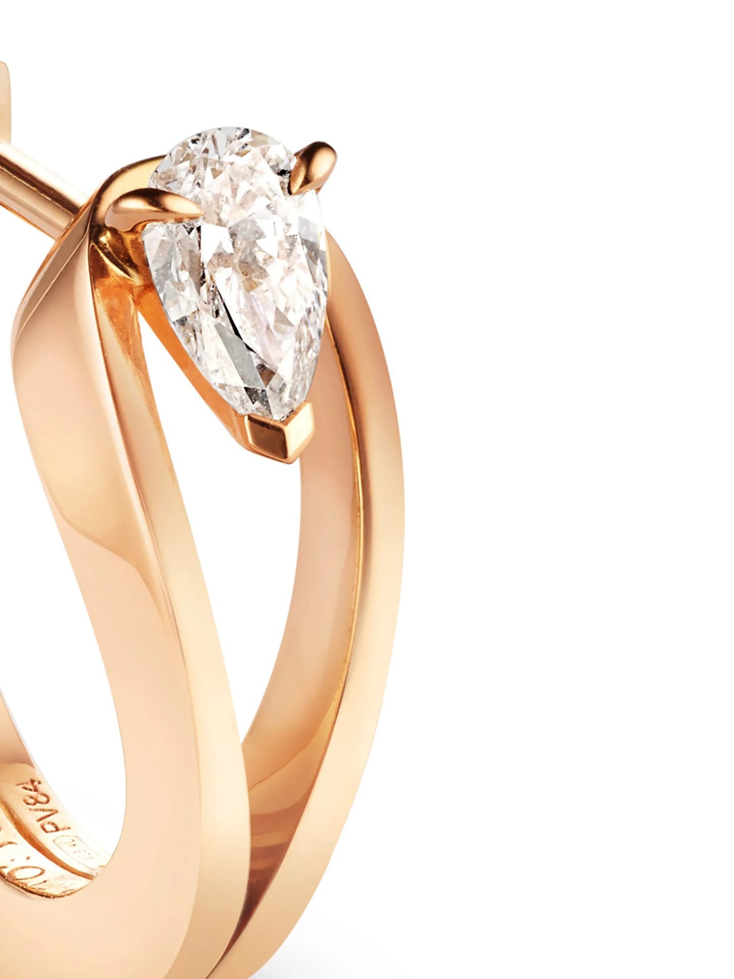 18kt rose gold Serti Inversé small diamond hoop earring