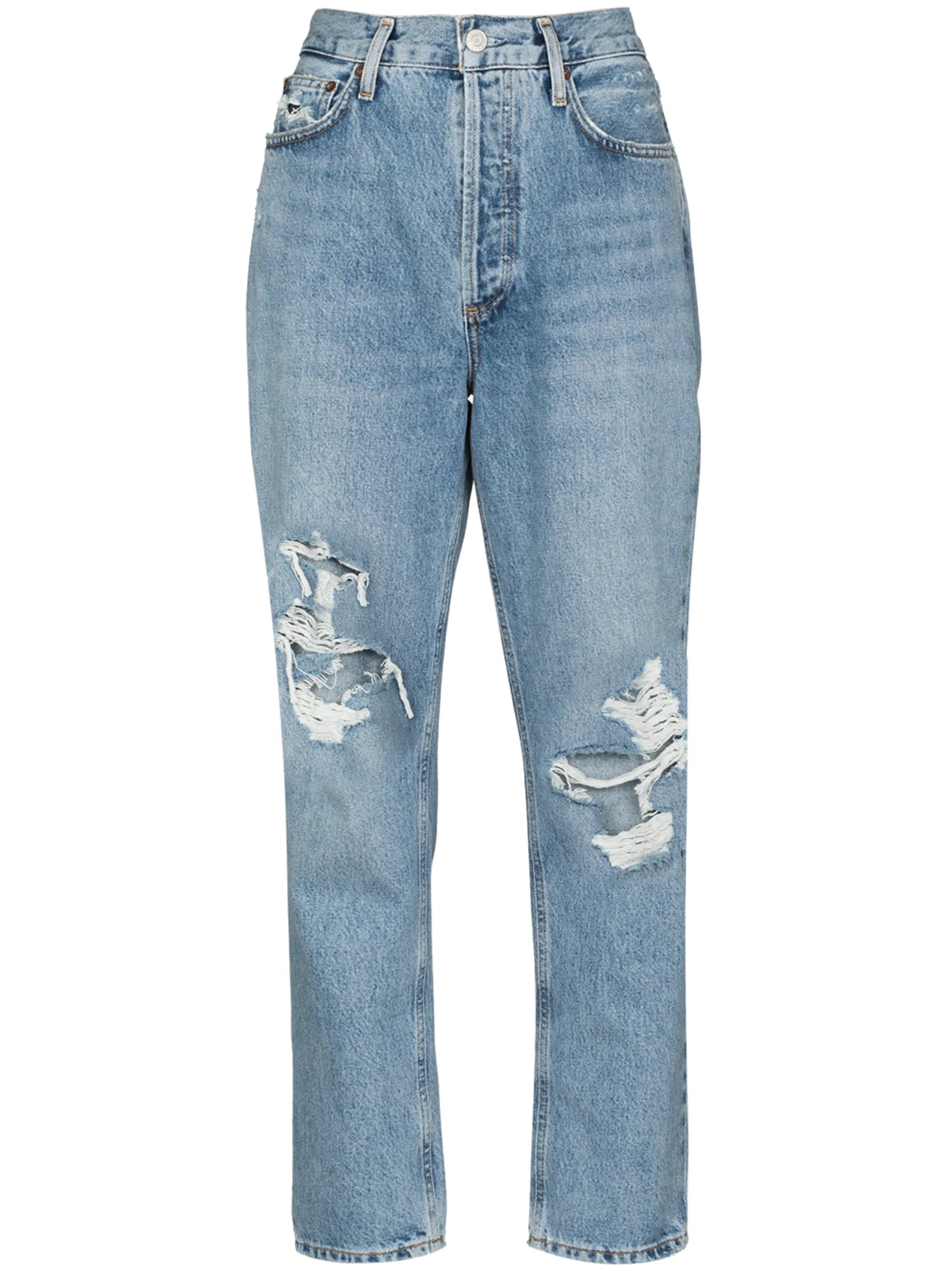 Fen ripped-knee straight-leg jeans