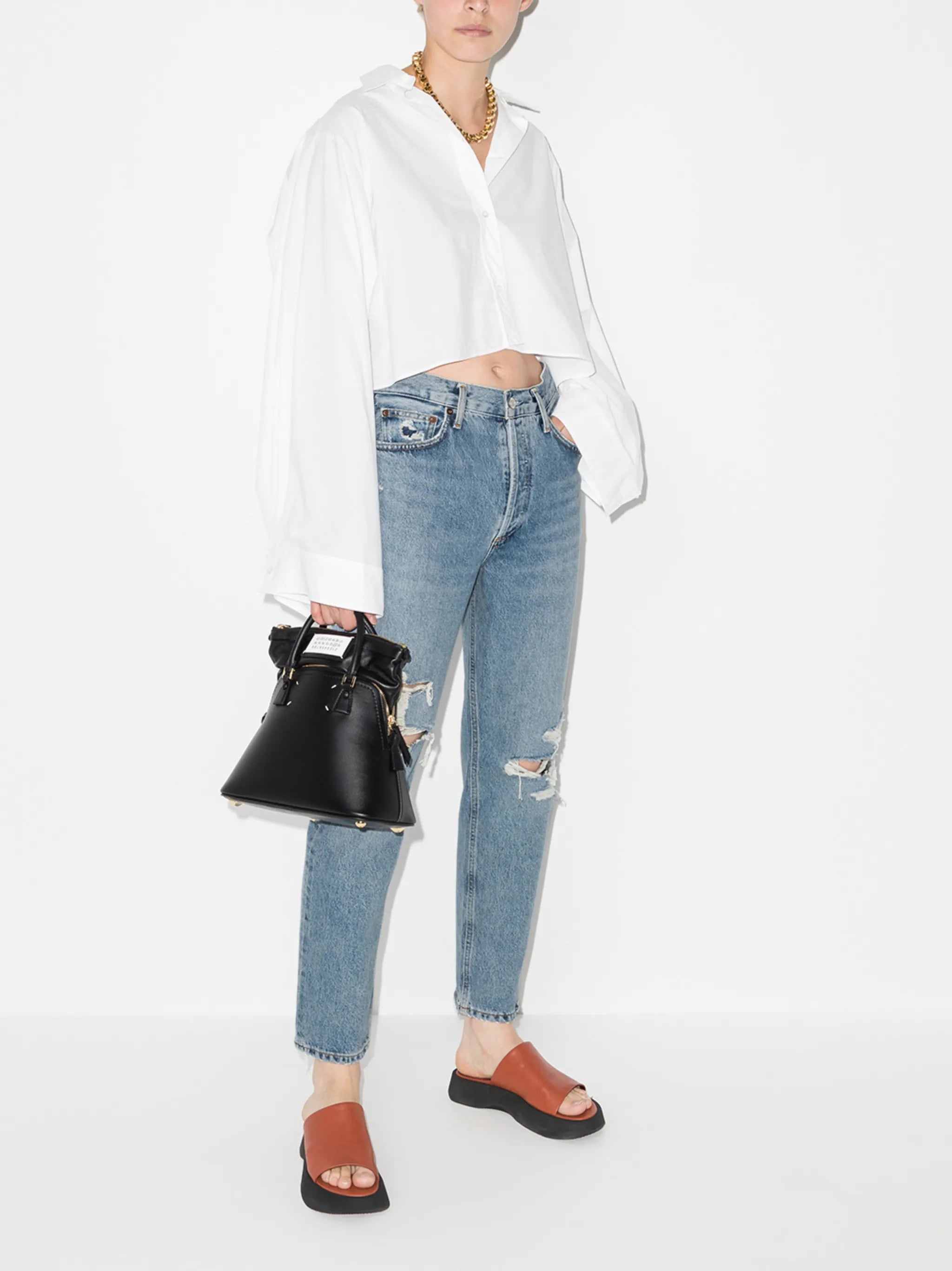 Fen ripped-knee straight-leg jeans