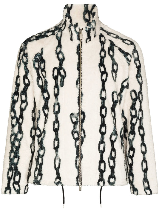 chain-print fleece jacket