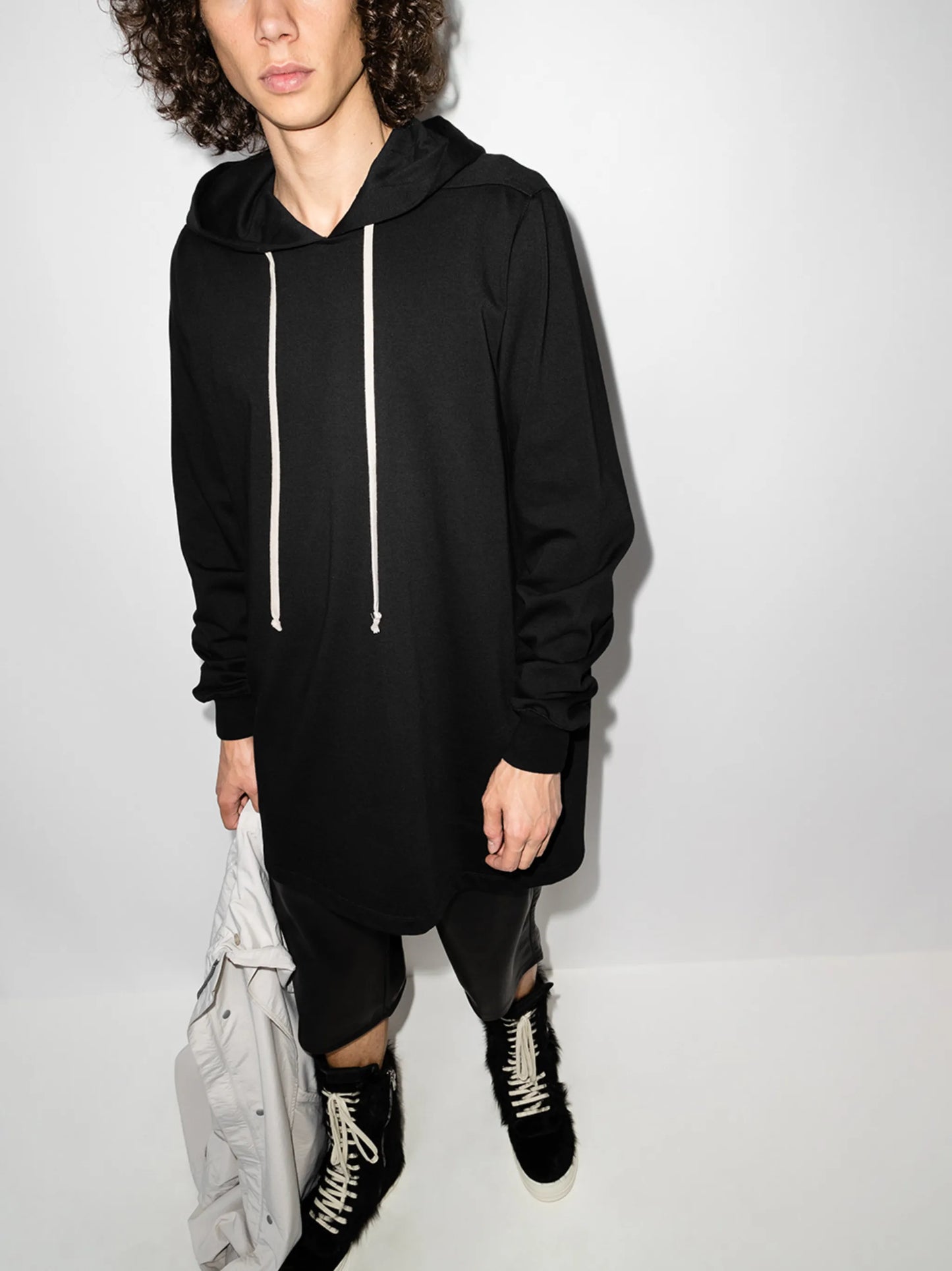 longline cotton hoodie