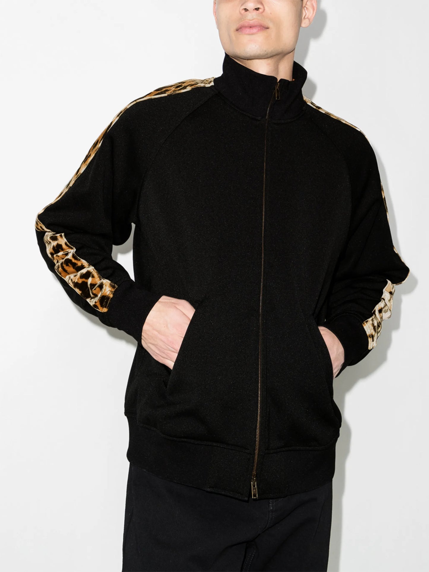 leopard band zipped jacket