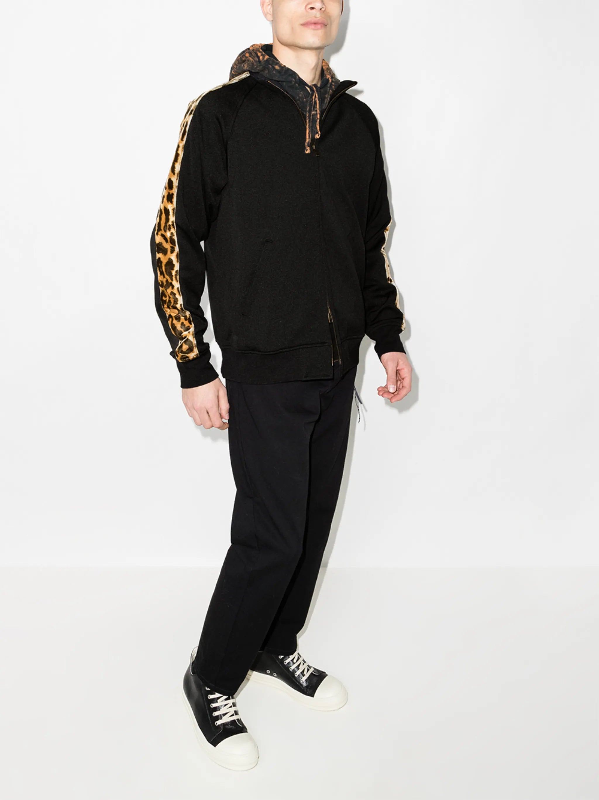 leopard band zipped jacket