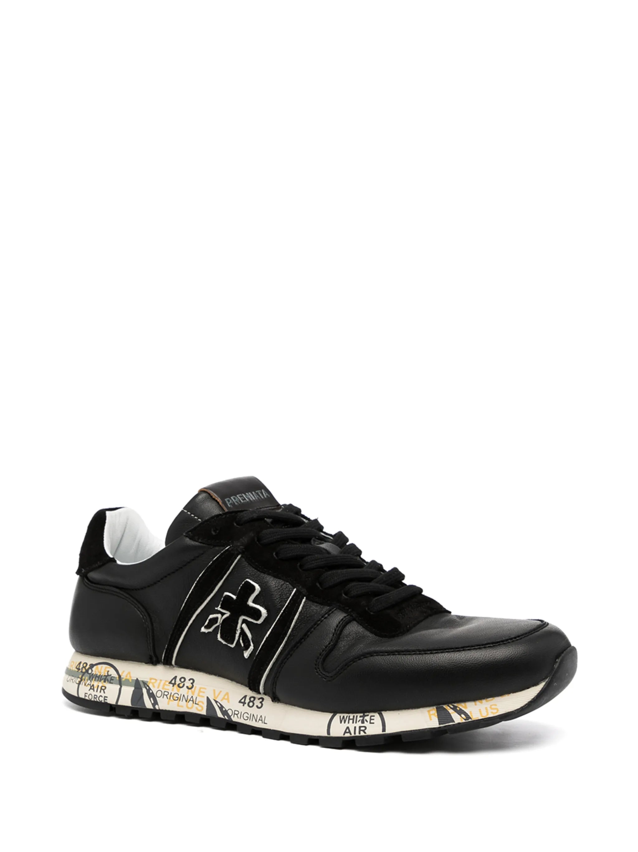 logo-patch low-top leather sneakers