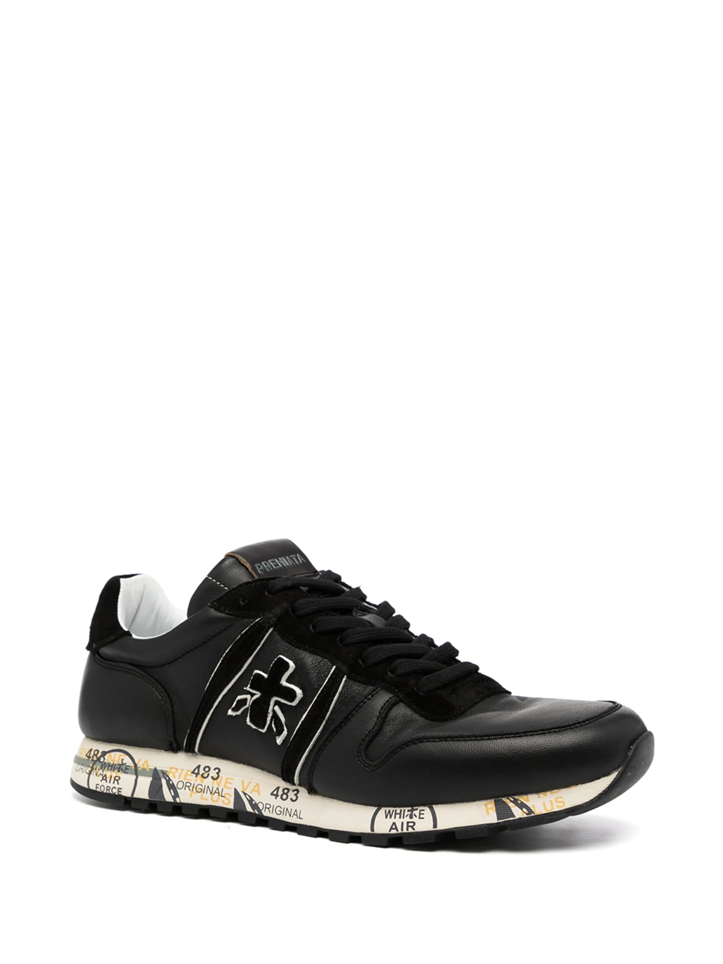 logo-patch low-top leather sneakers