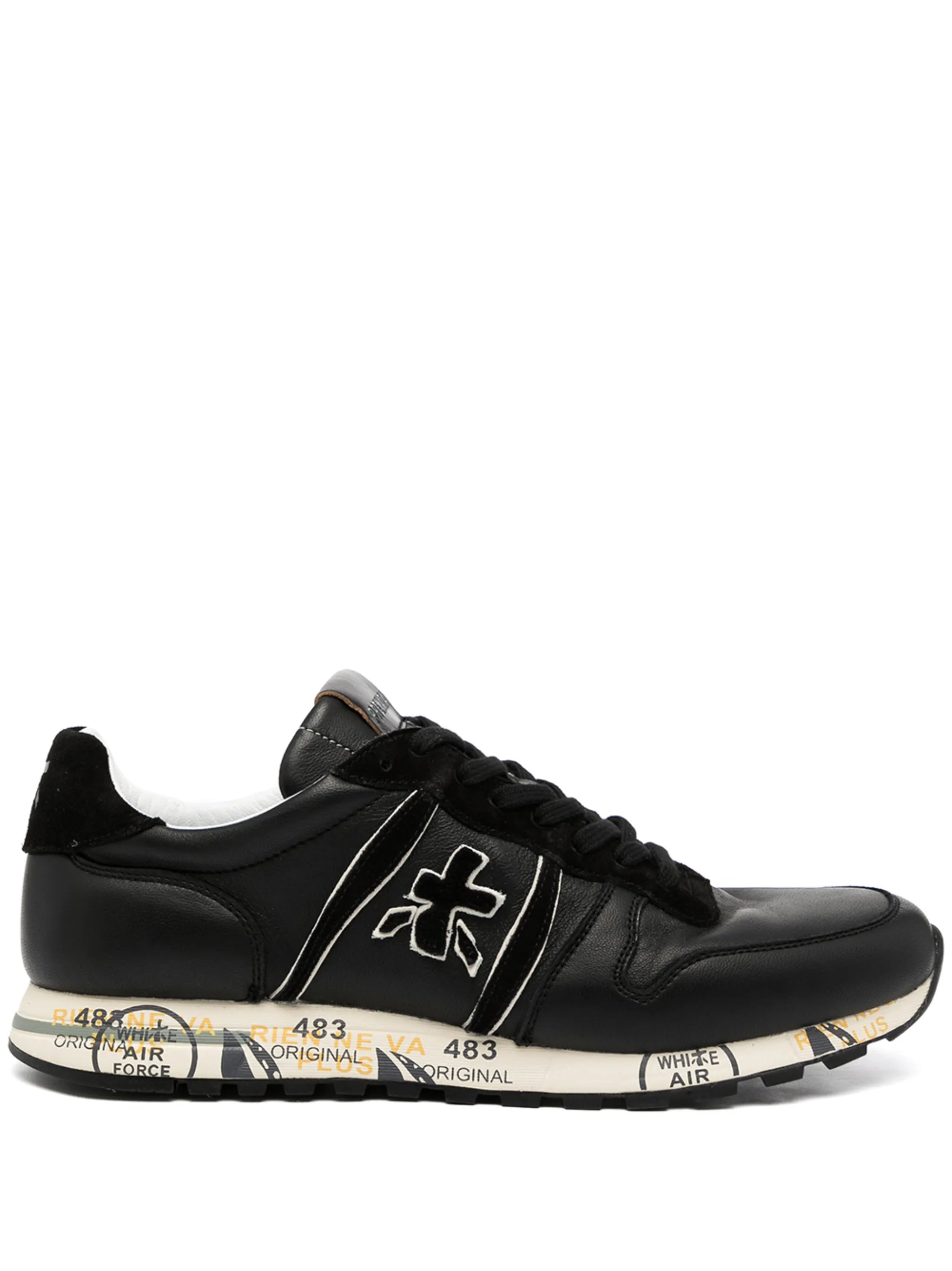 logo-patch low-top leather sneakers