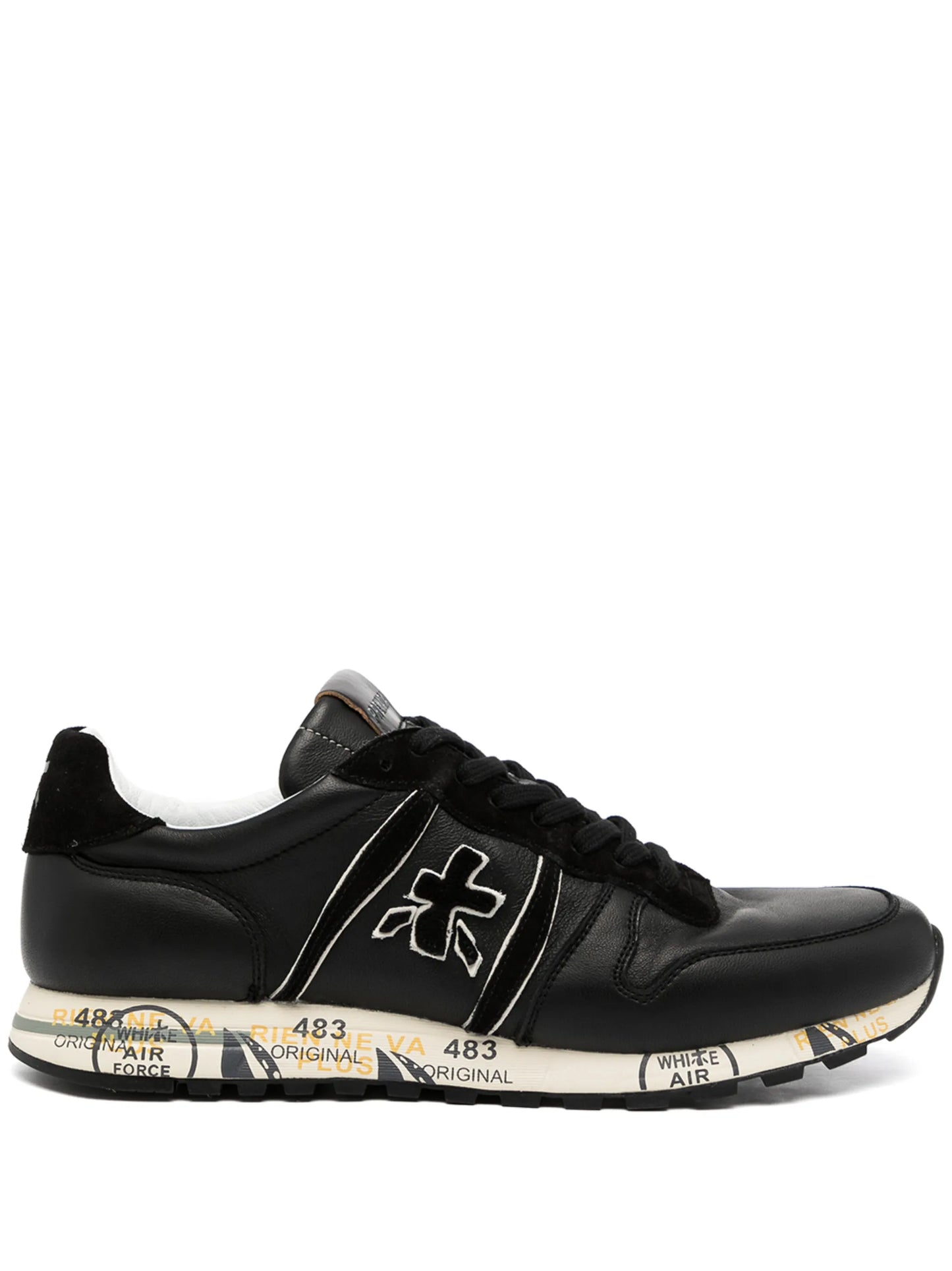 logo-patch low-top leather sneakers