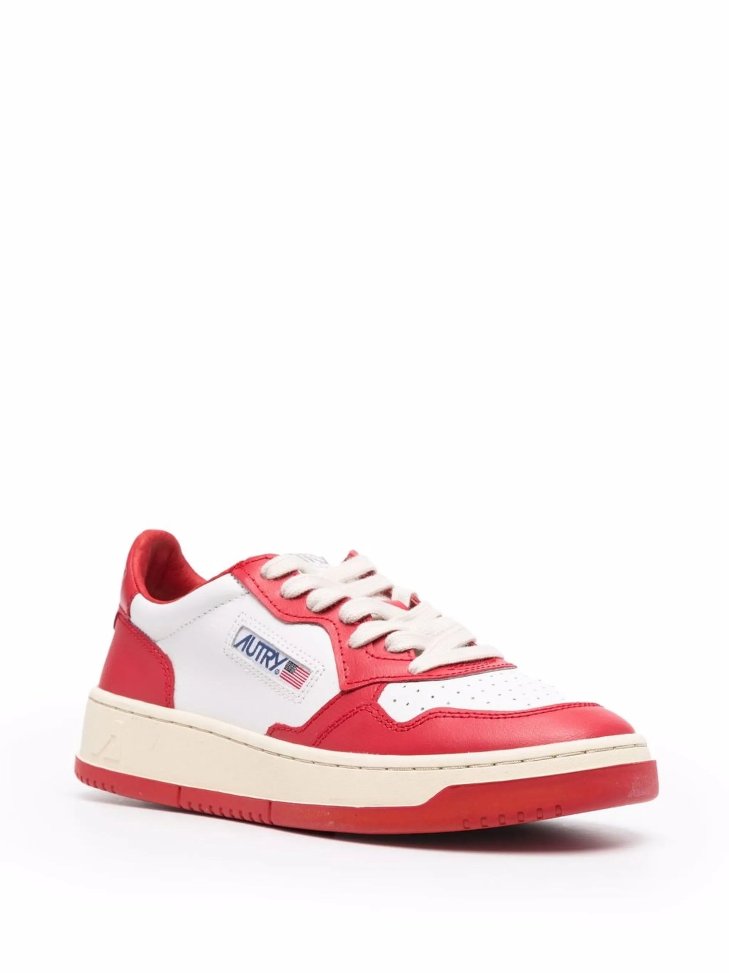 contrast-panel leather sneakers
