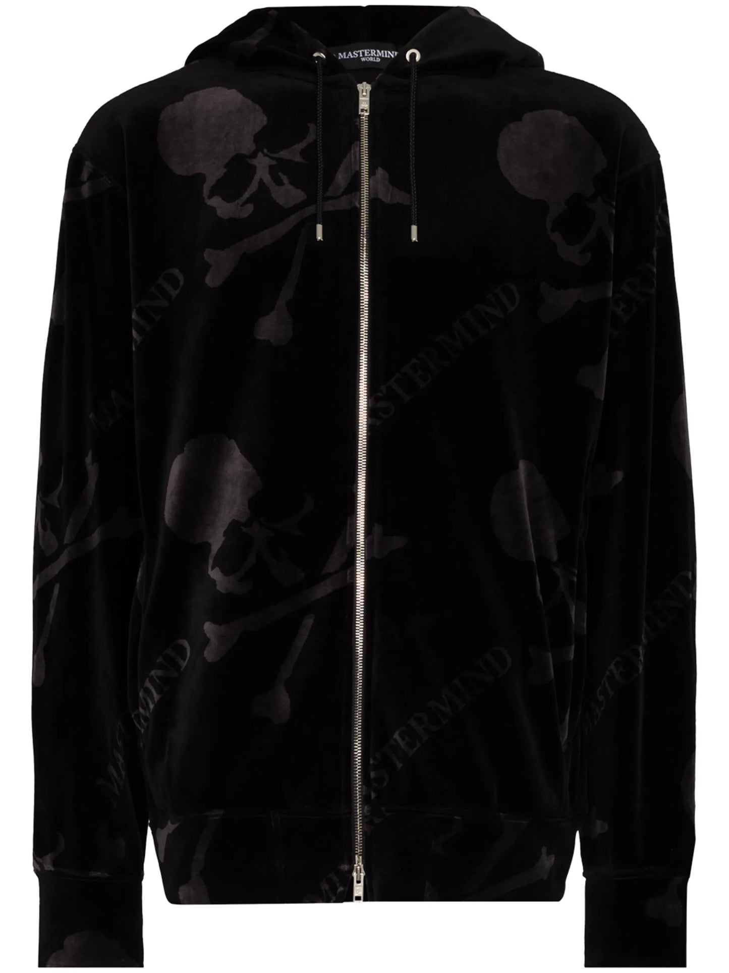 skull-print velvet track jacket