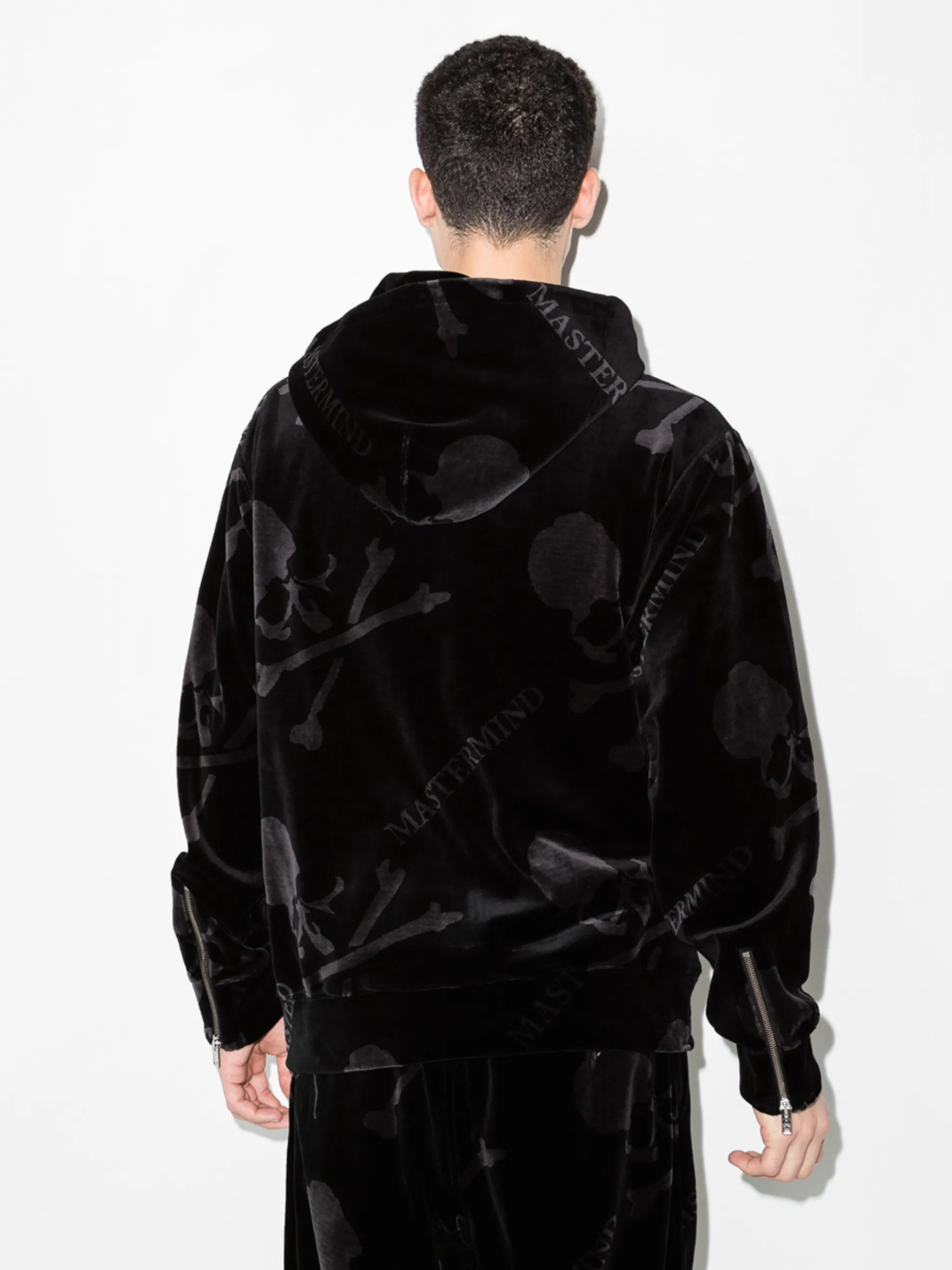 skull-print velvet track jacket