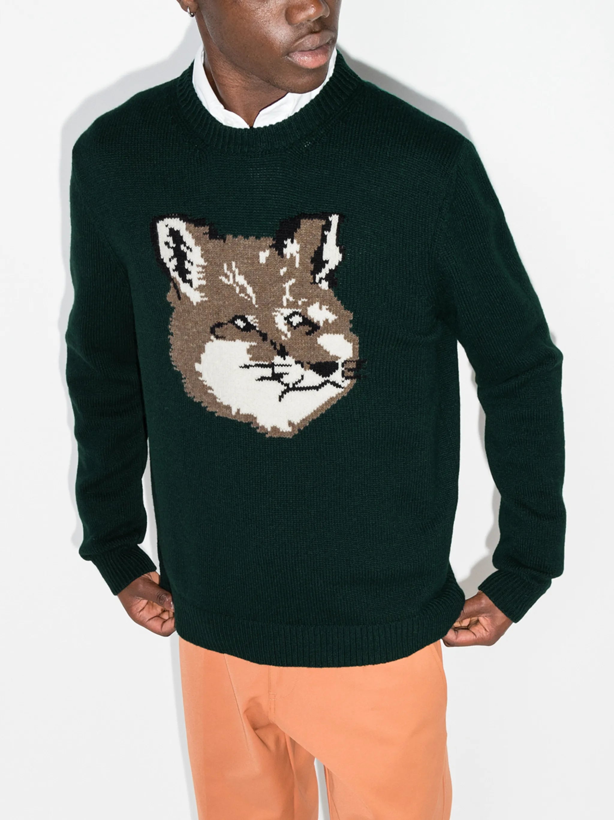 intarsia-knit wool jumper