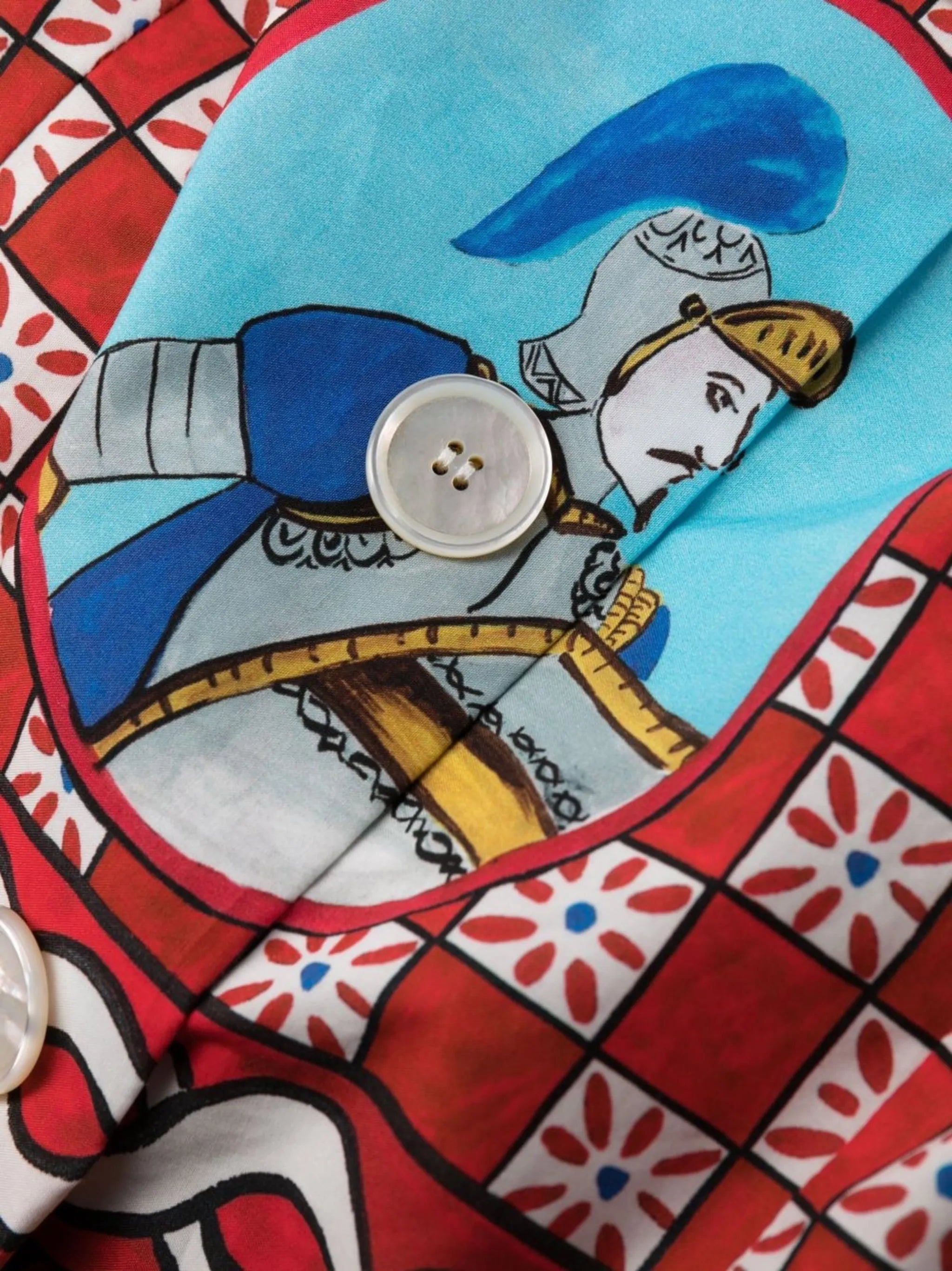 Carretto-print flared midi dress