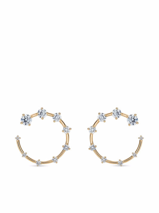 18kt yellow gold Circle small diamond earrings
