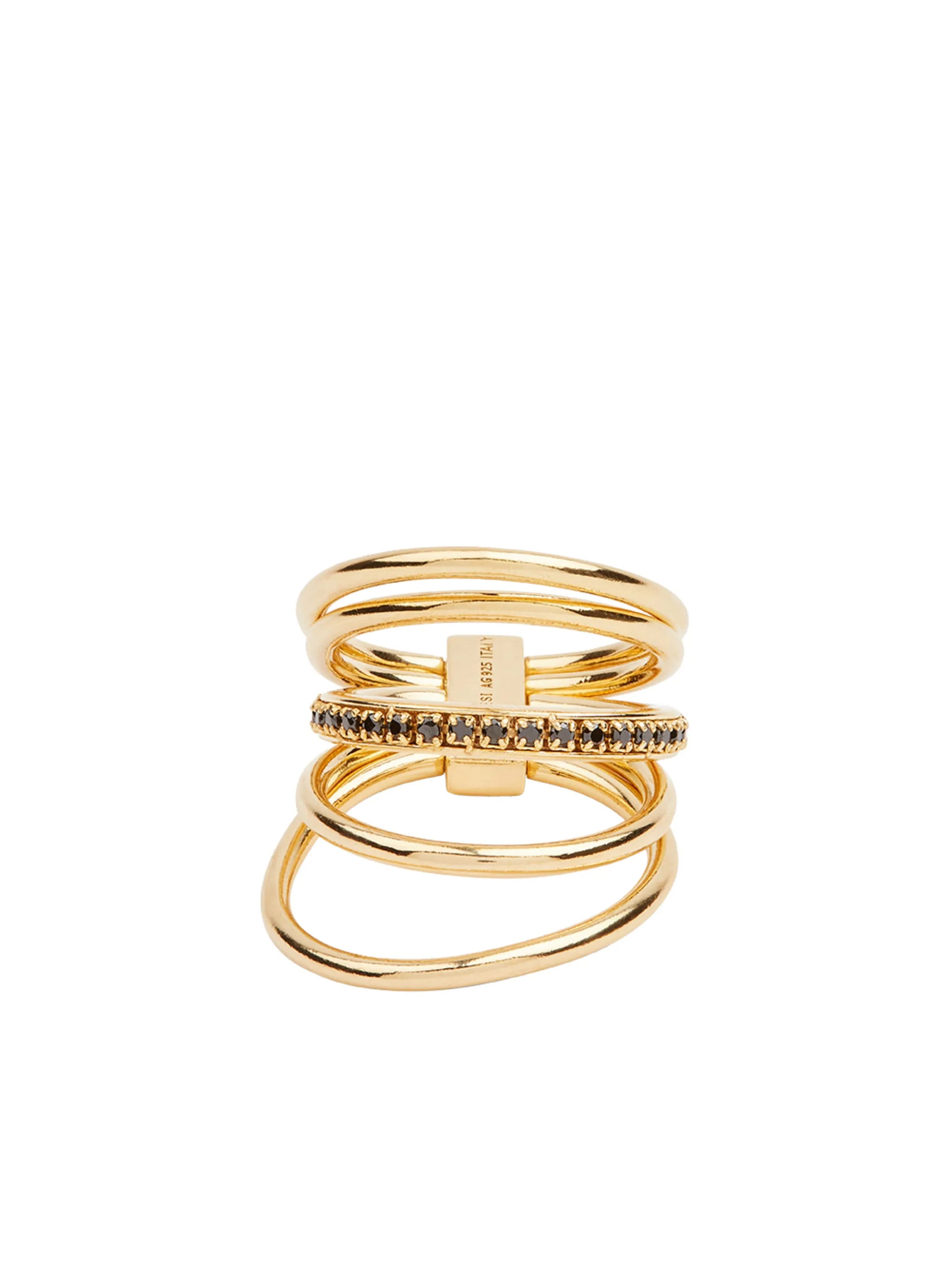 Solar crystal-embellished stacked ring