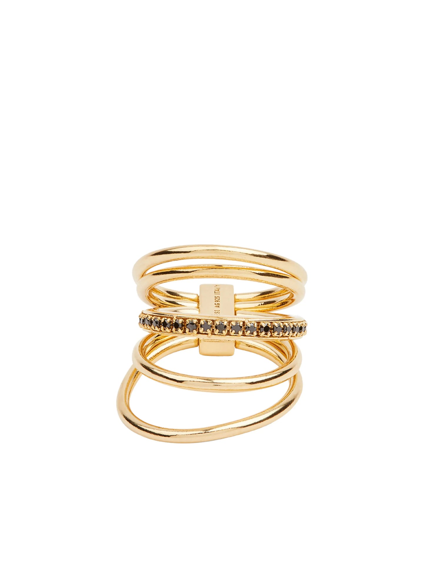 Solar crystal-embellished stacked ring