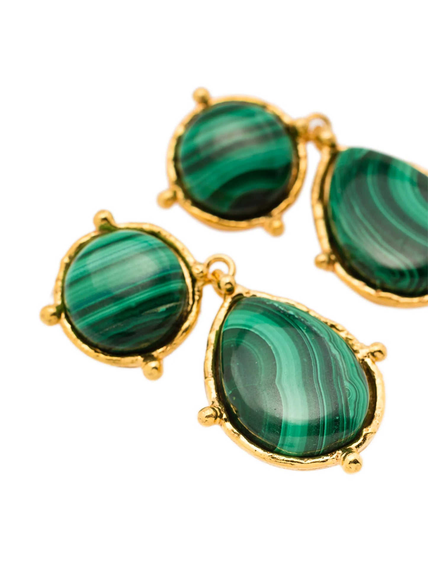 2 Pierres Dots malachite clip-on earrings