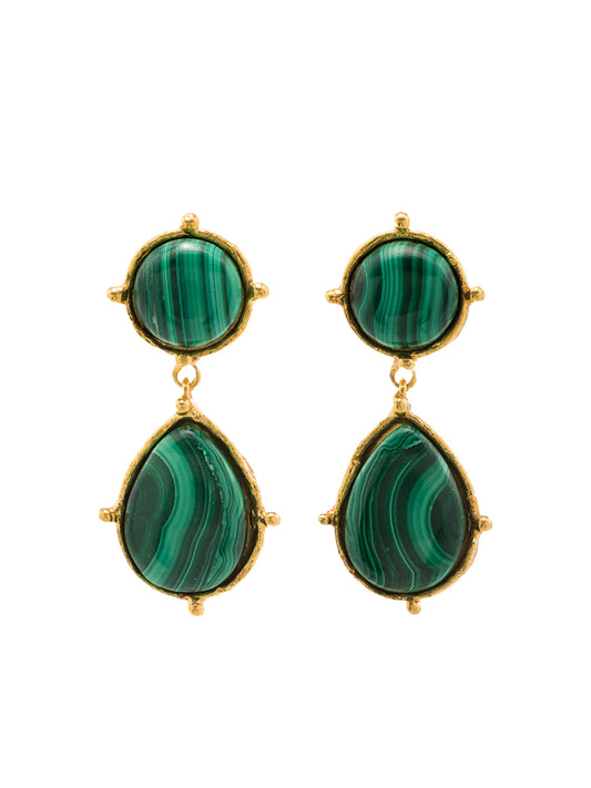 2 Pierres Dots malachite clip-on earrings
