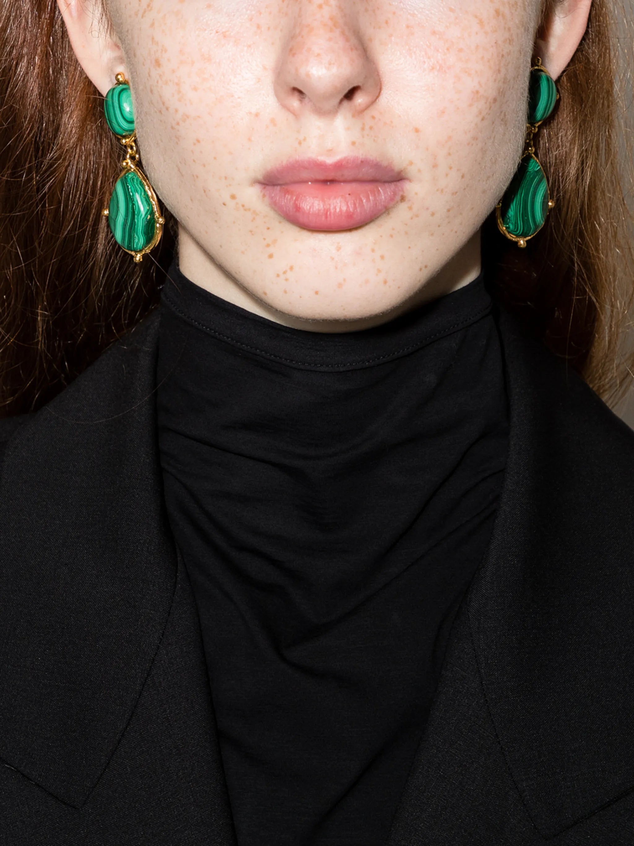 2 Pierres Dots malachite clip-on earrings