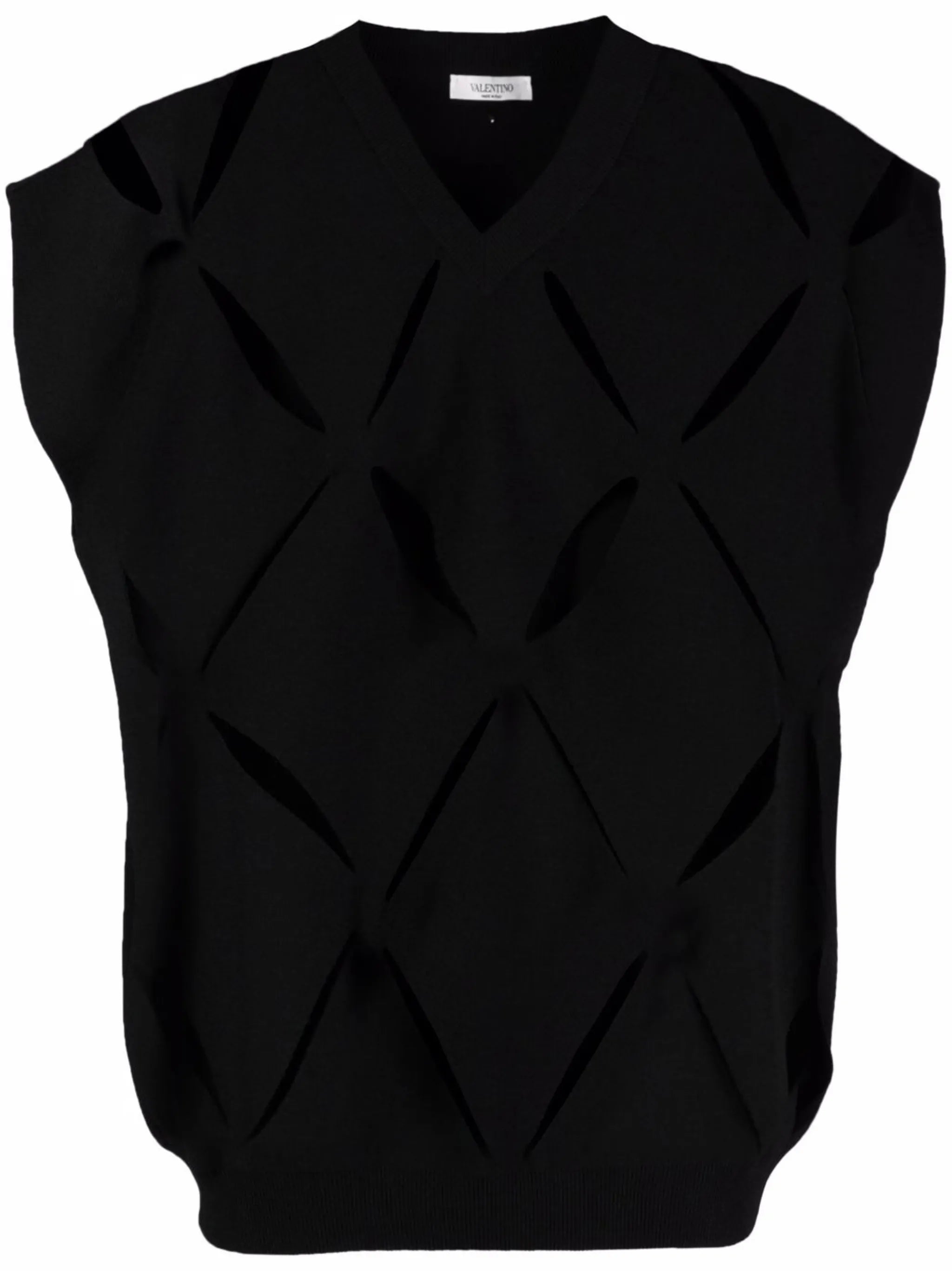 V cut-out sleeveless knitted jumper