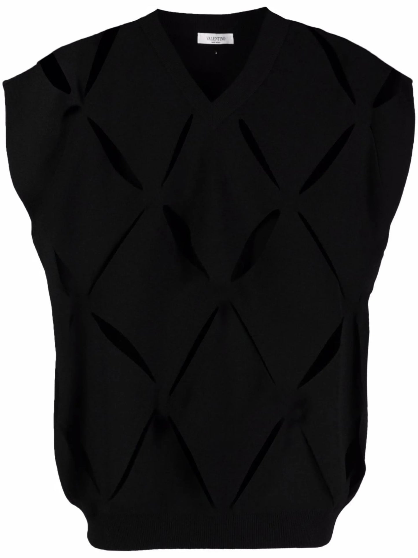 V cut-out sleeveless knitted jumper