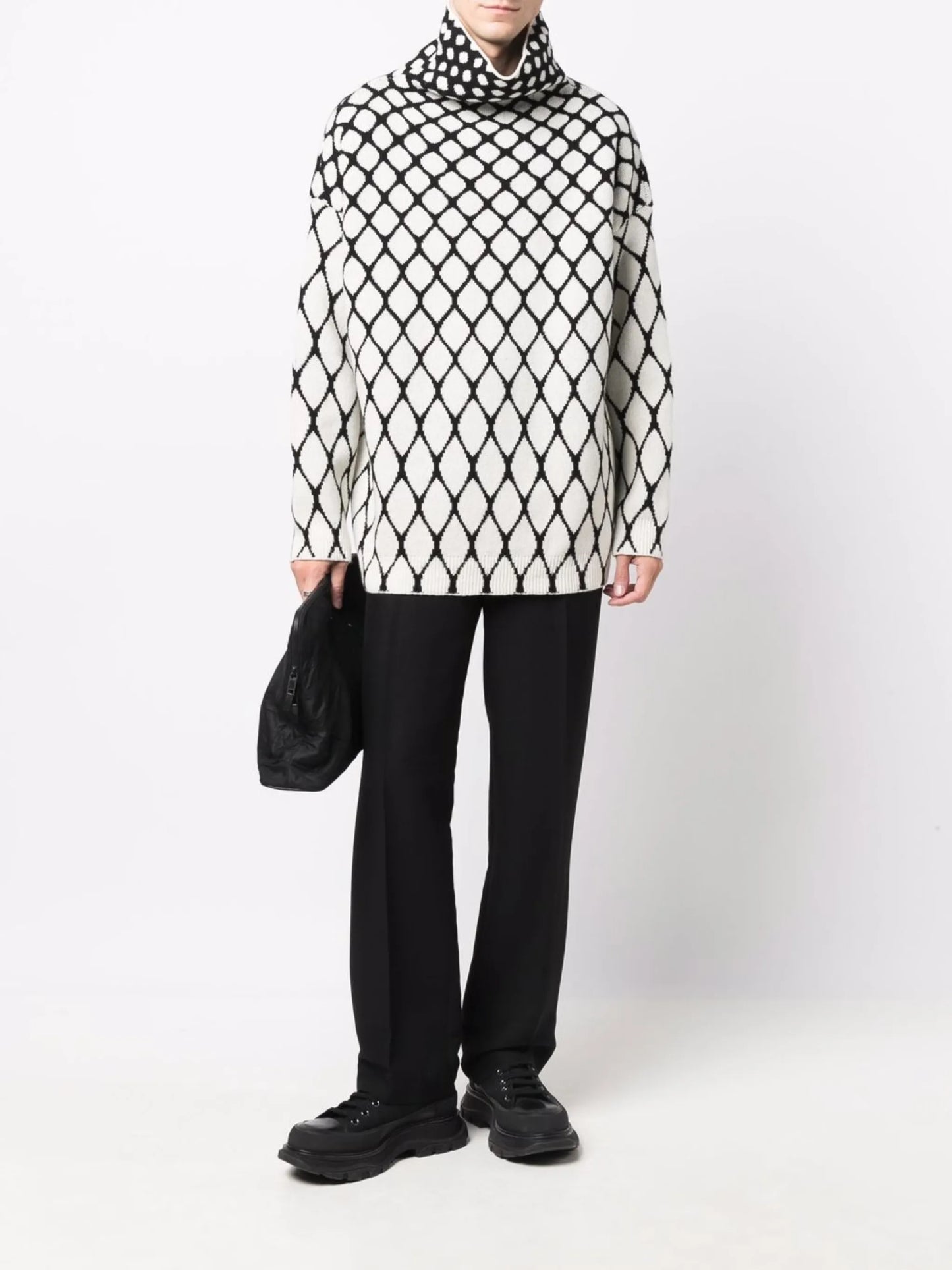 intarsia-knit high-neck jumper