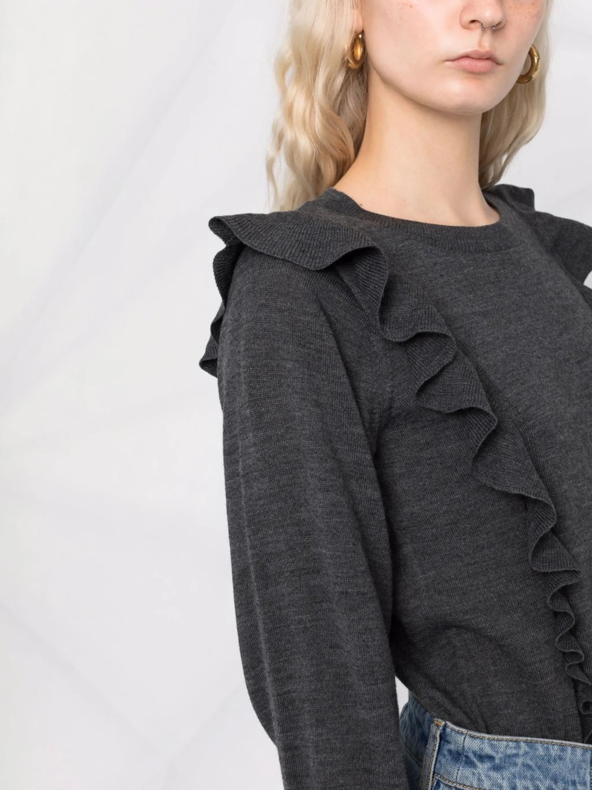 ruffled knitted jumper
