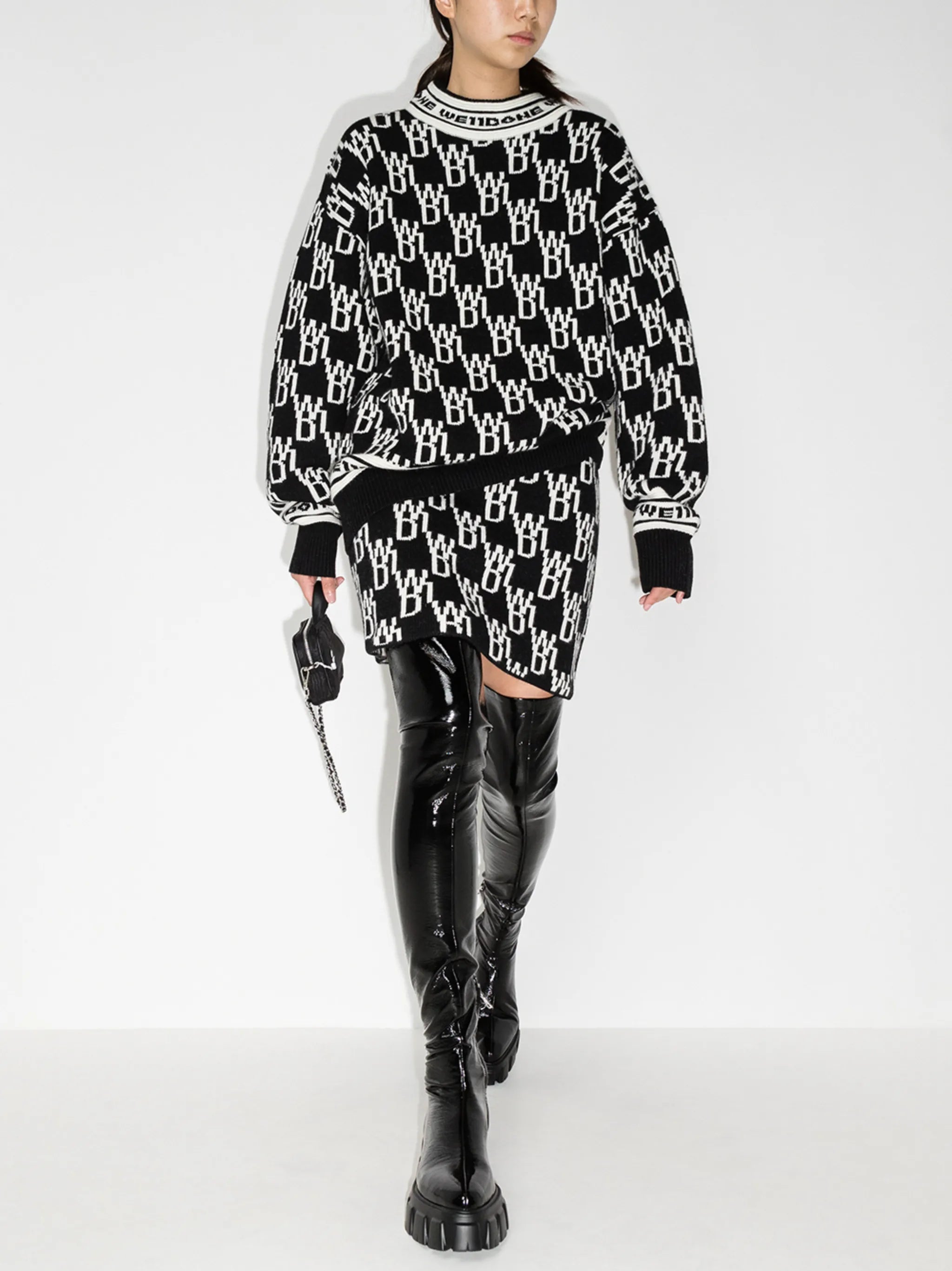 all-over logo knitted minskirt