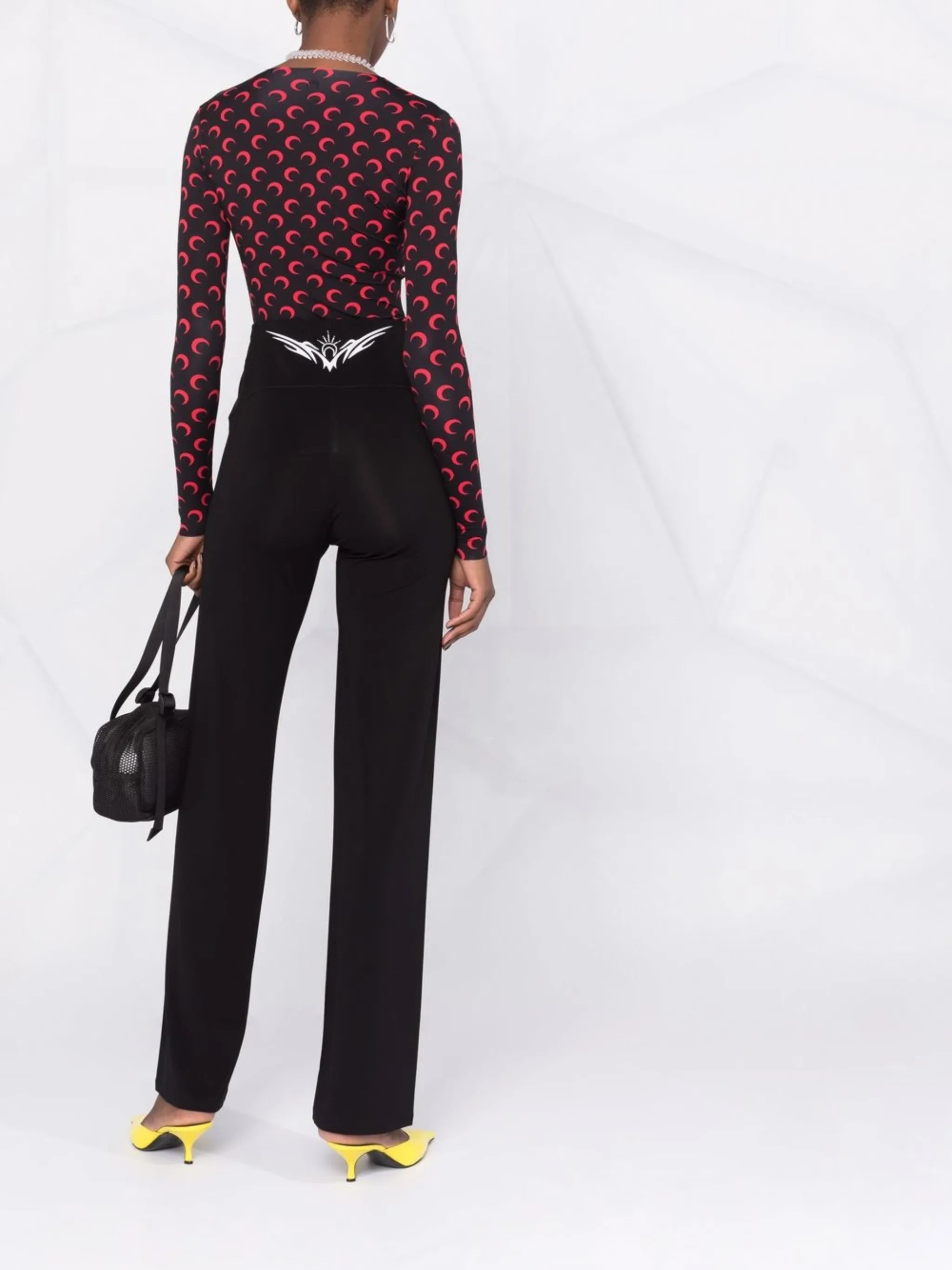 high-waisted graphic-detail pants