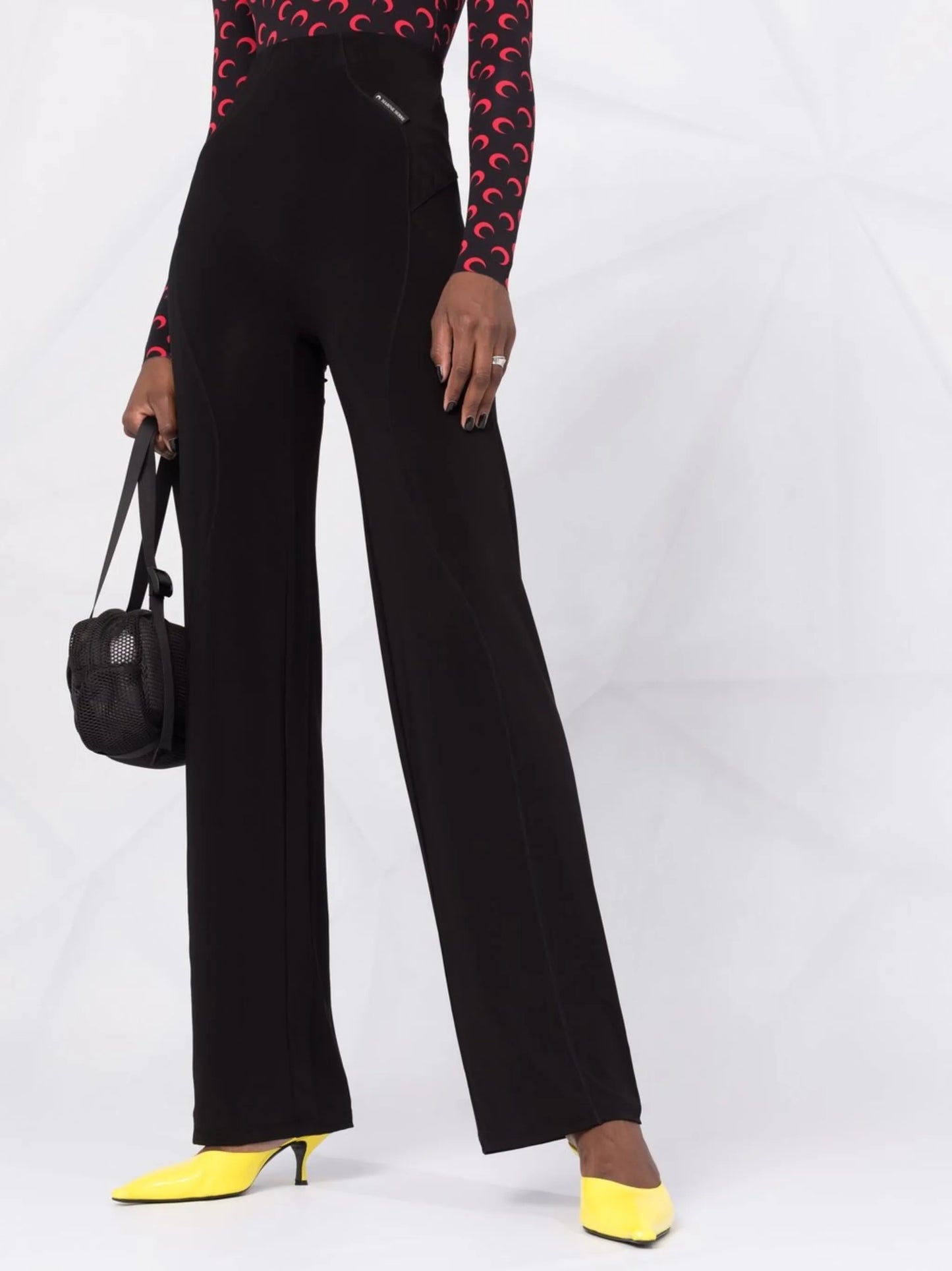 high-waisted graphic-detail pants