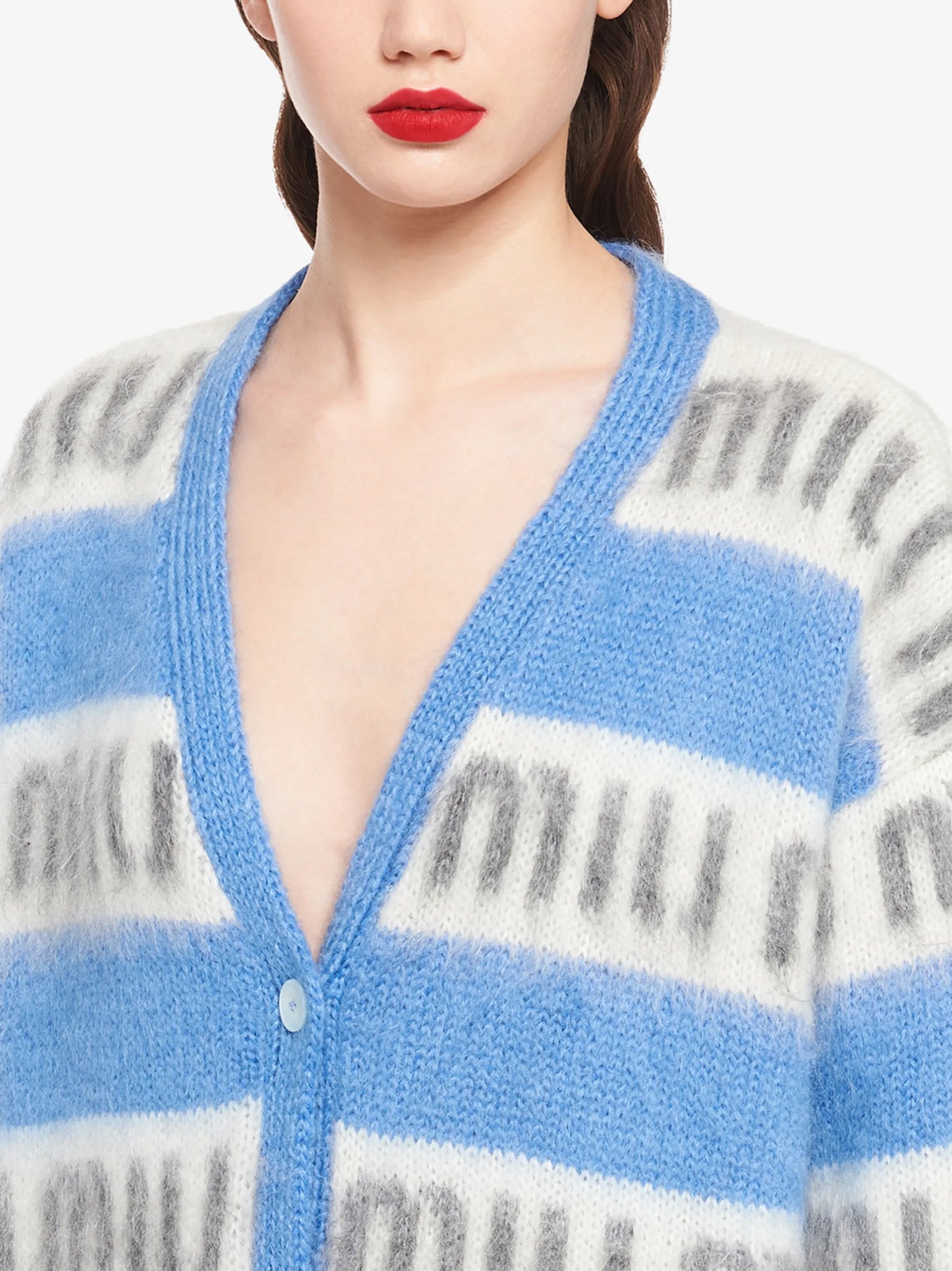 mohair intarsia-logo cardigan