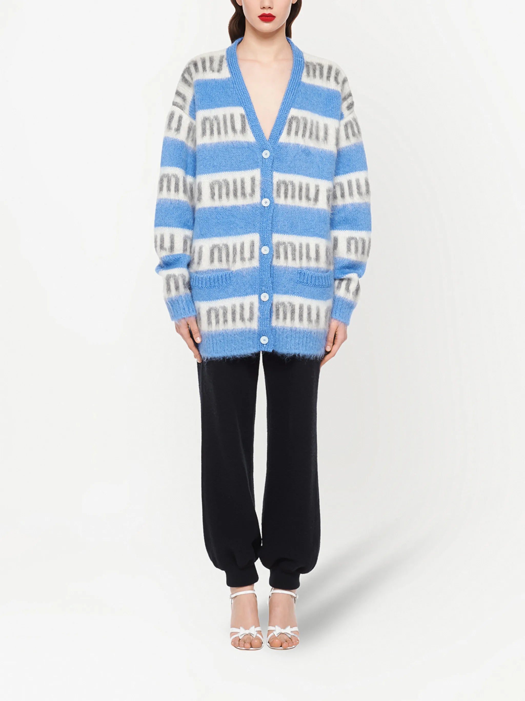 mohair intarsia-logo cardigan