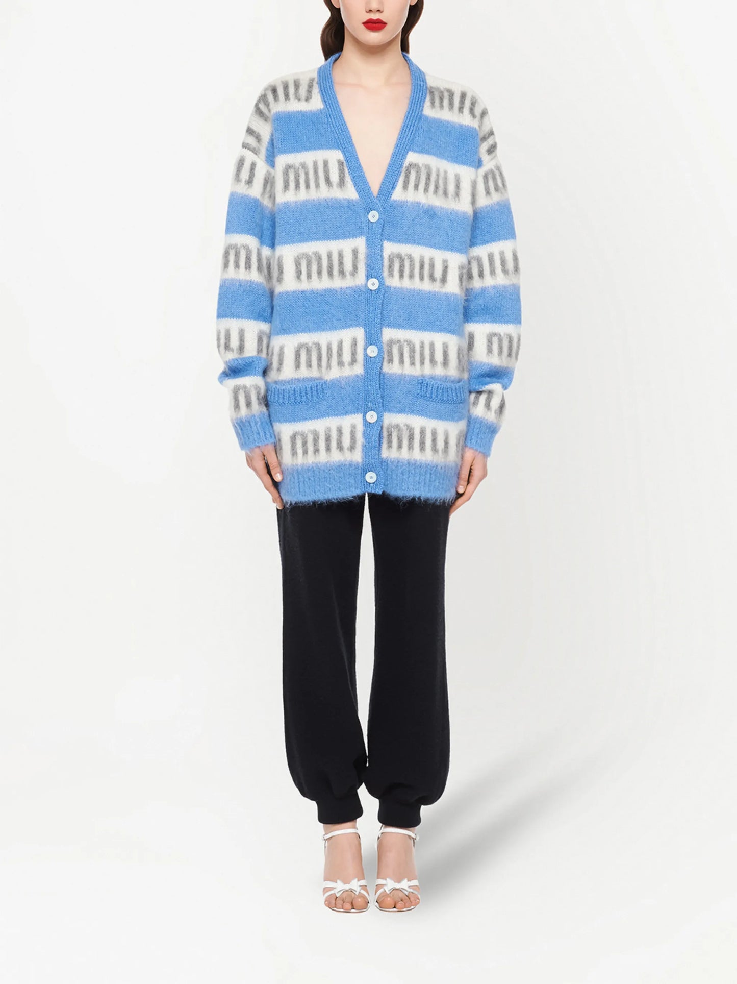 mohair intarsia-logo cardigan
