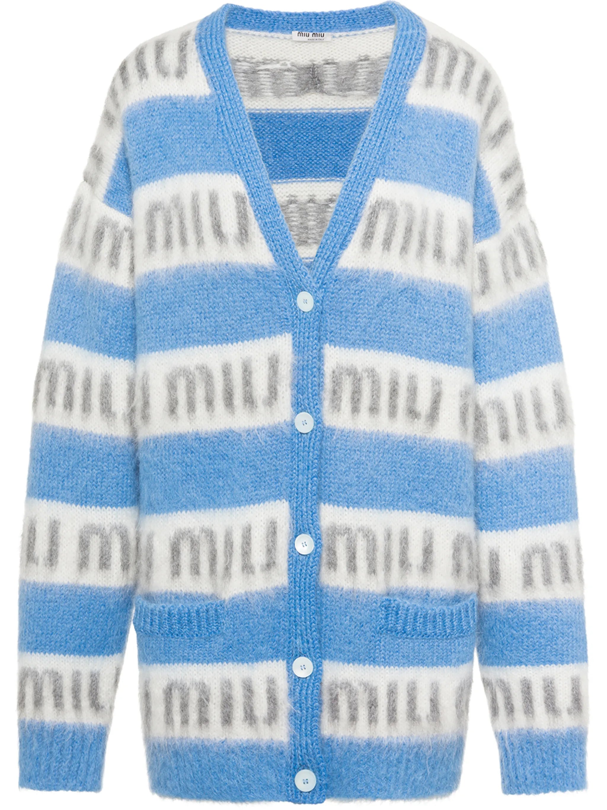 mohair intarsia-logo cardigan