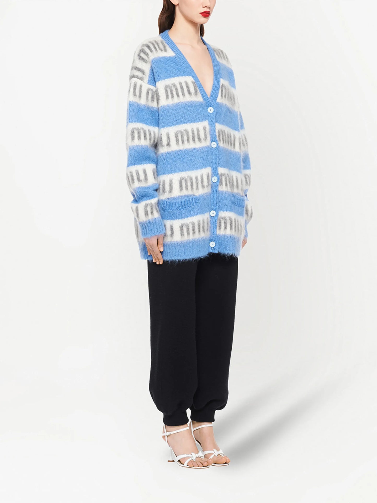 mohair intarsia-logo cardigan