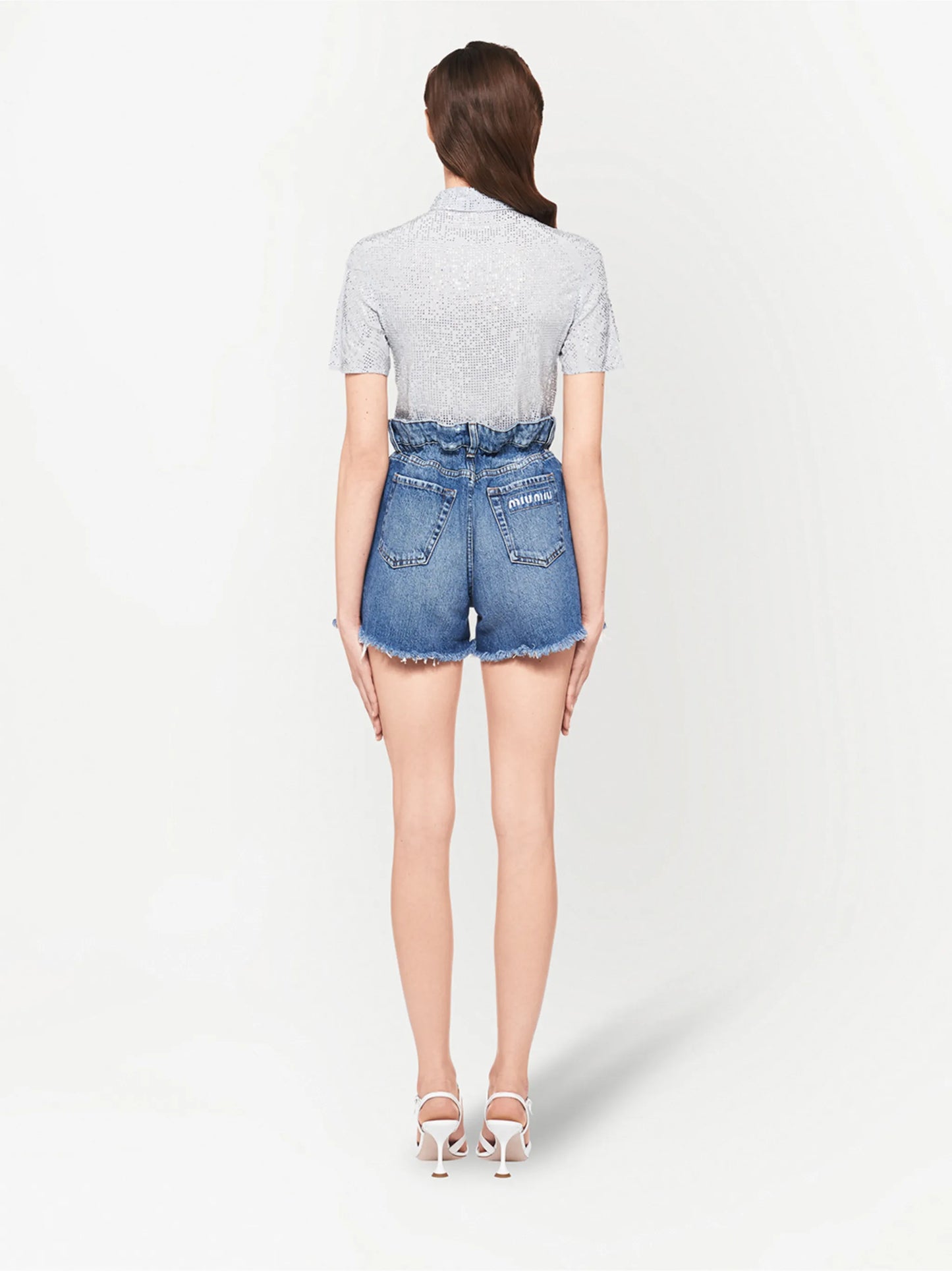 paperbag-waist denim shorts