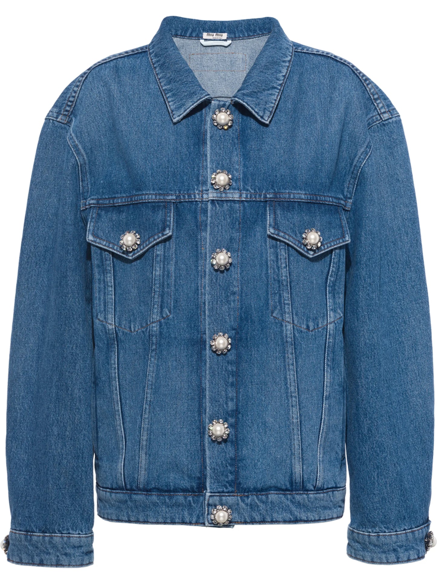 embellished-button denim jacket