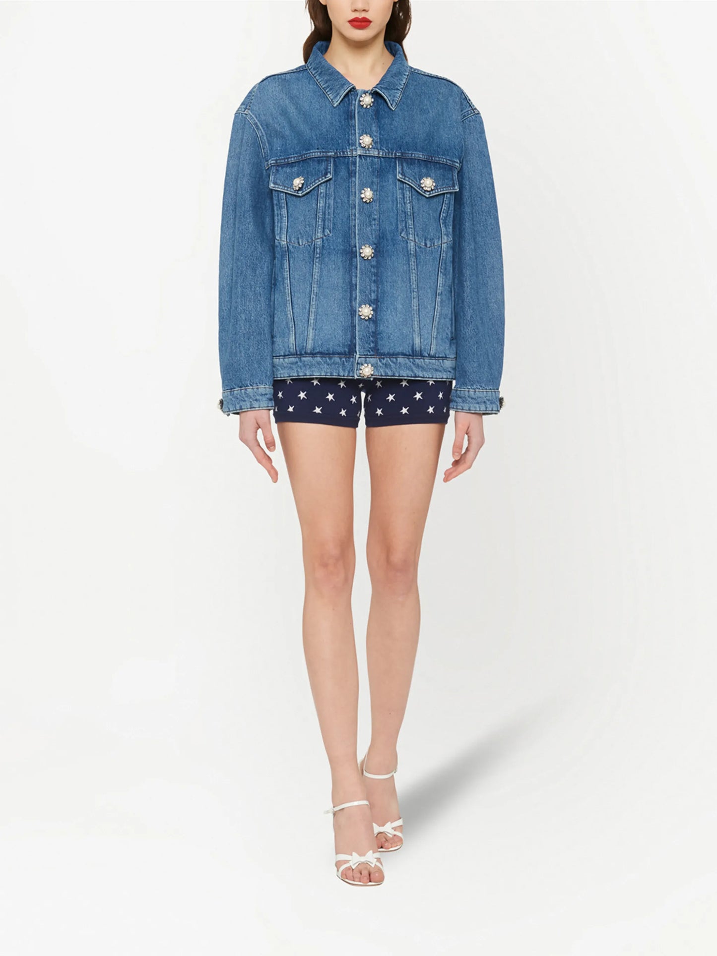 embellished-button denim jacket