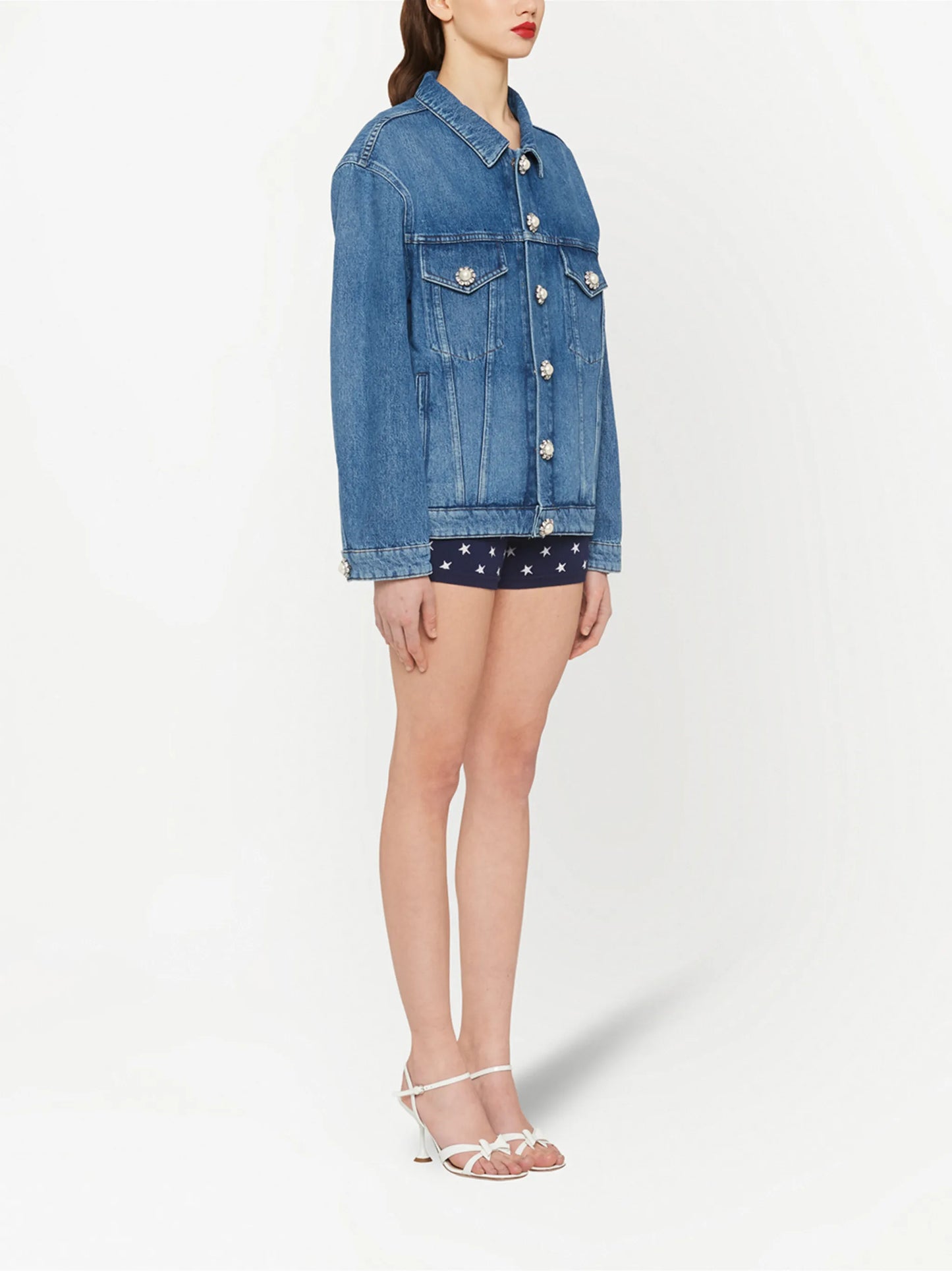 embellished-button denim jacket