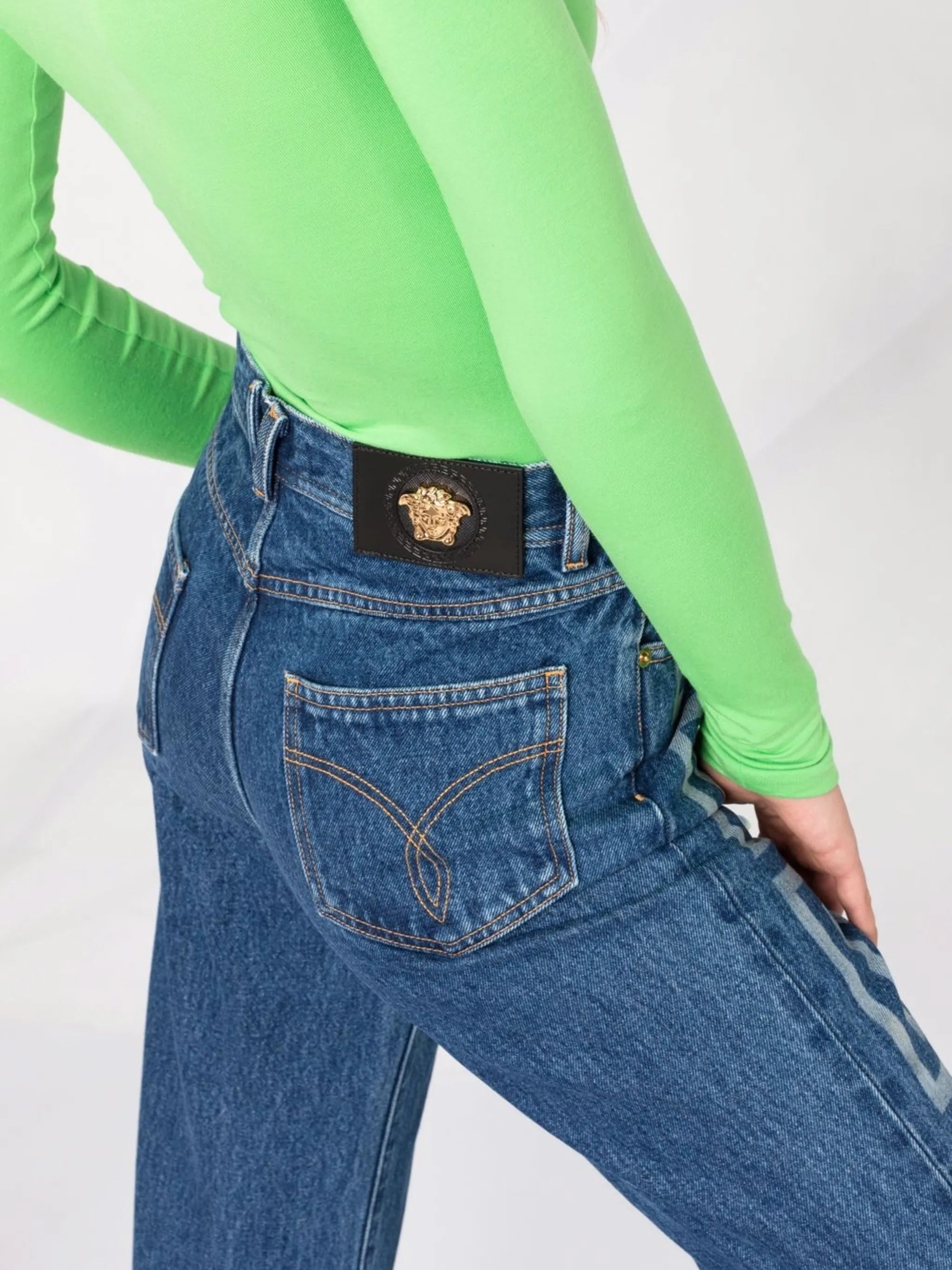 Greca-print bootcut jeans