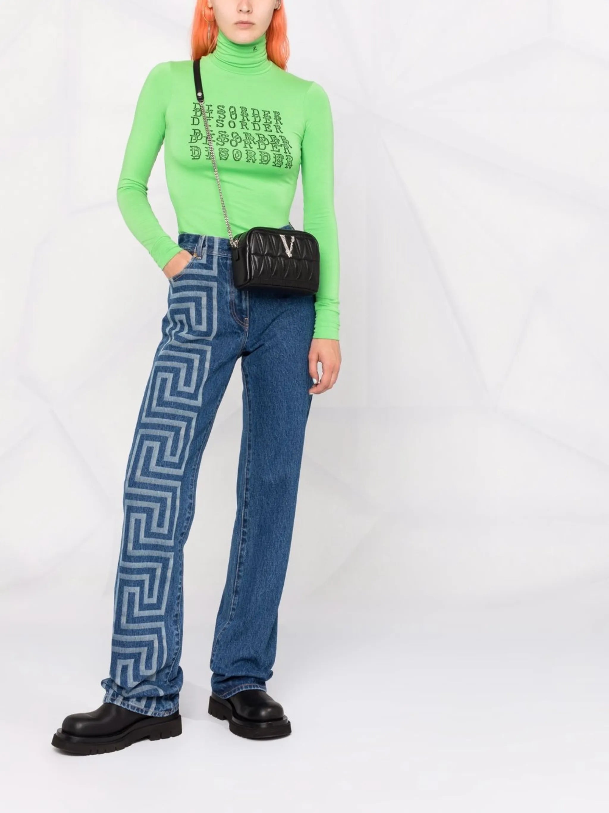 Greca-print bootcut jeans