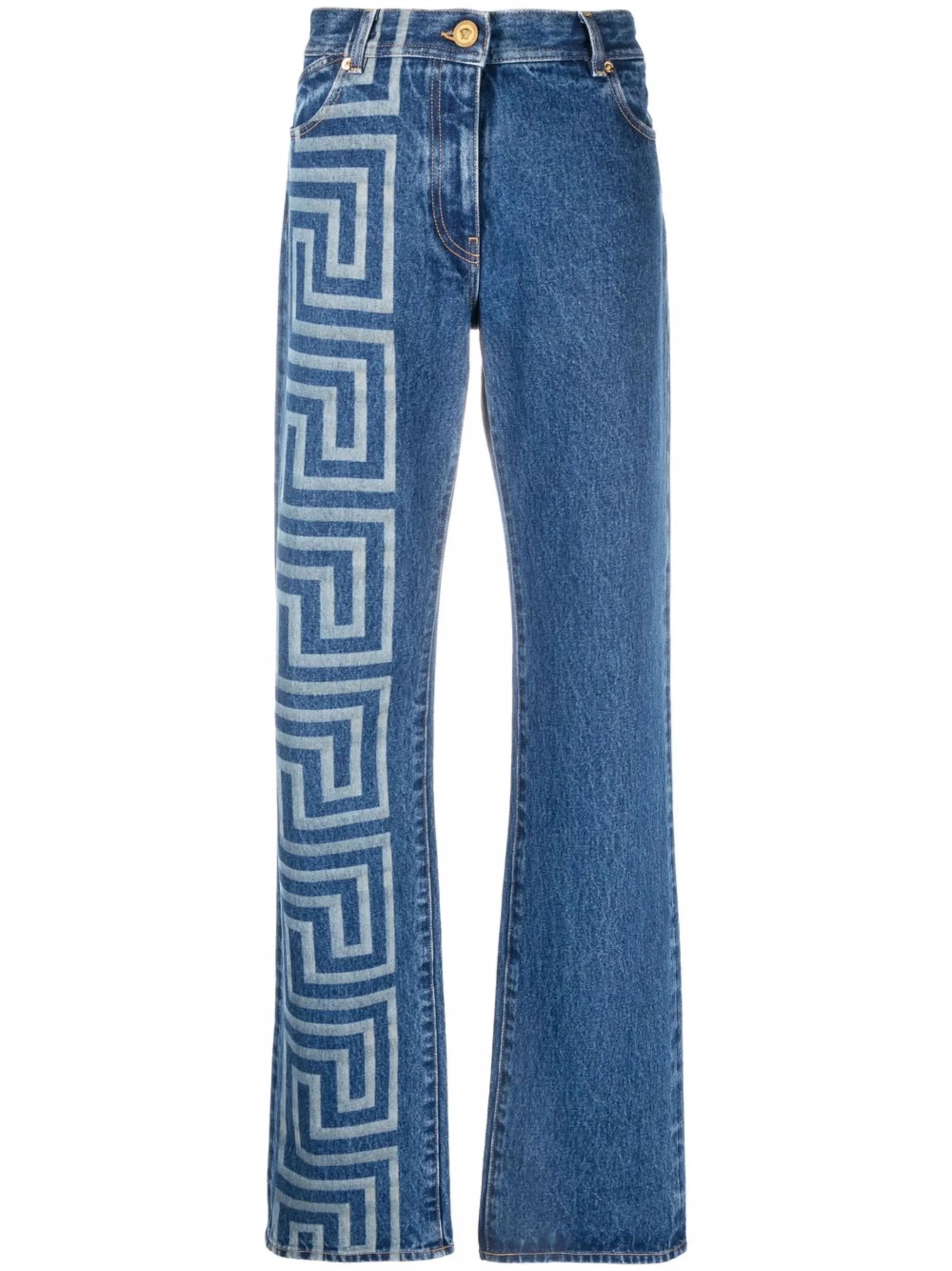 Greca-print bootcut jeans