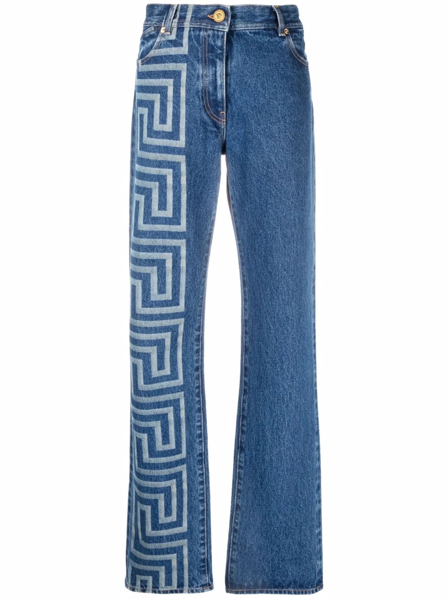 Greca-print bootcut jeans