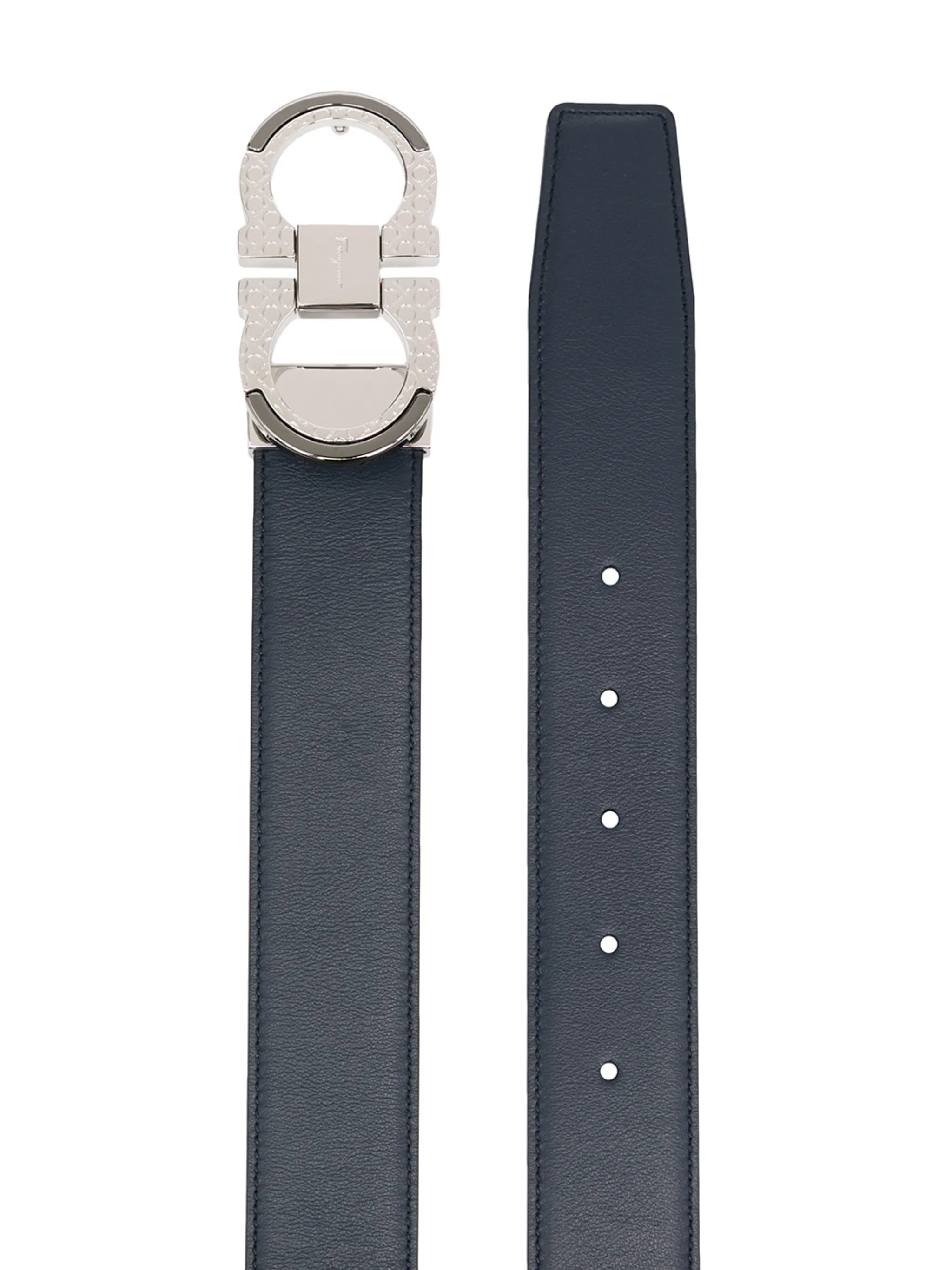 Gancini-buckle reversible belt