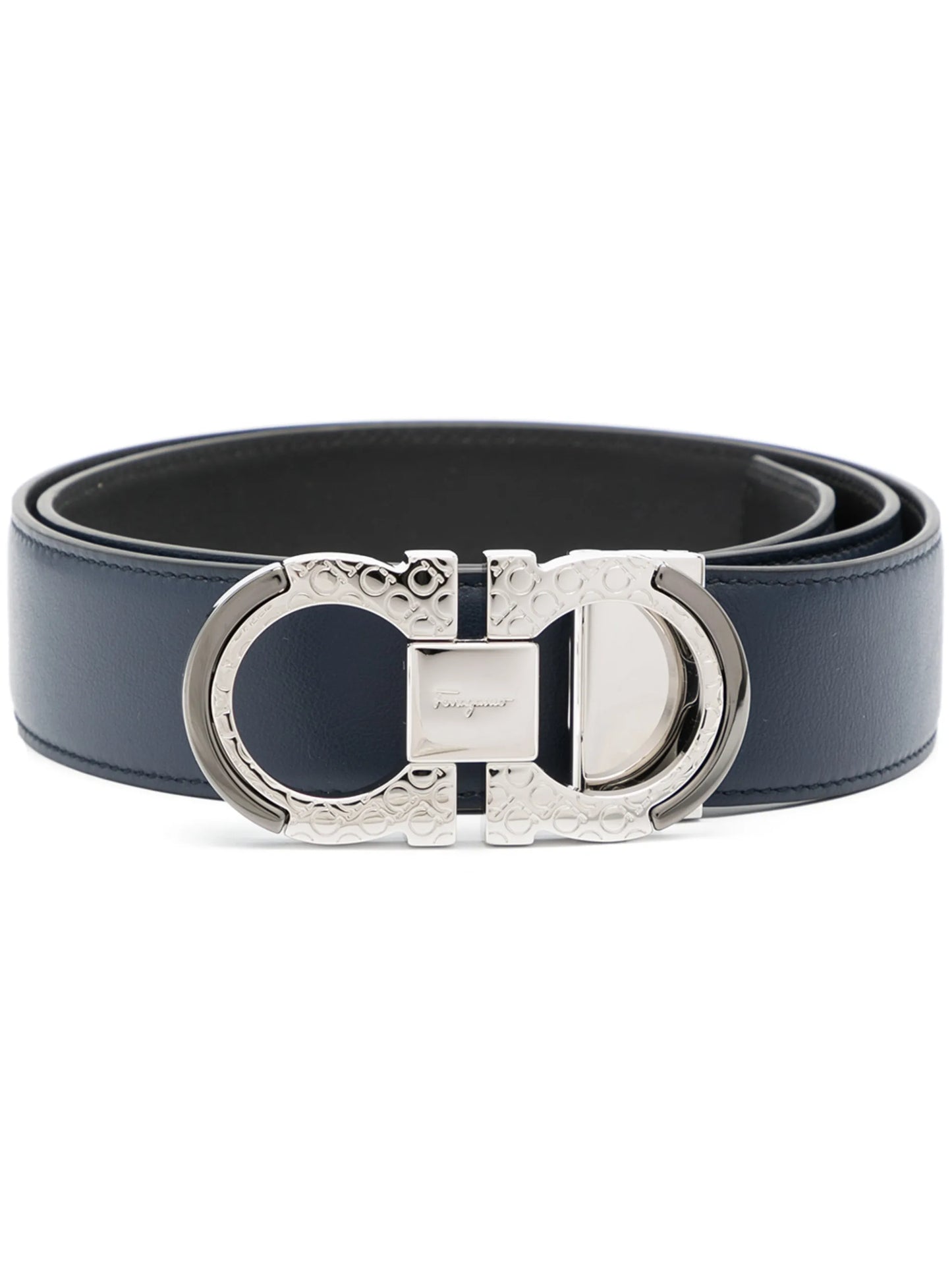 Gancini-buckle reversible belt