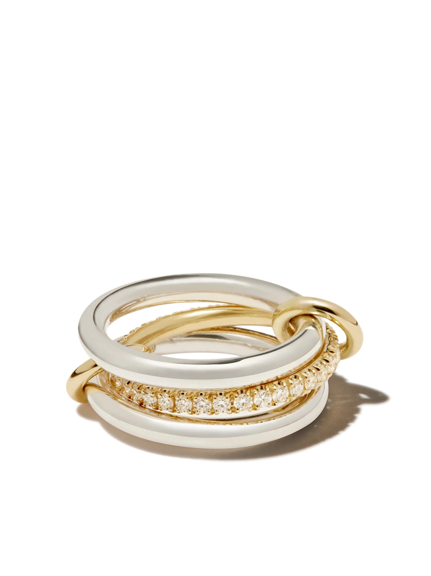 18kt white and sterling Libra diamond linked ring