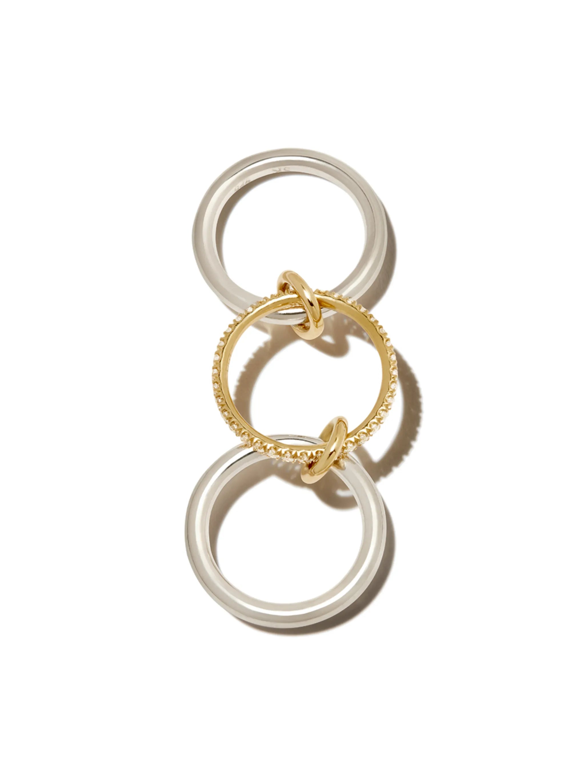 18kt white and sterling Libra diamond linked ring