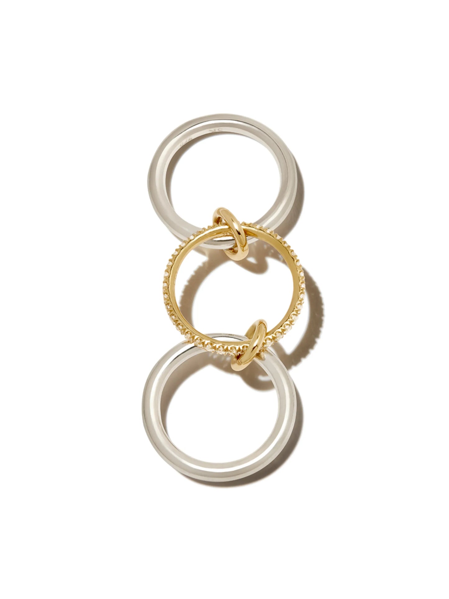 18kt white and sterling Libra diamond linked ring